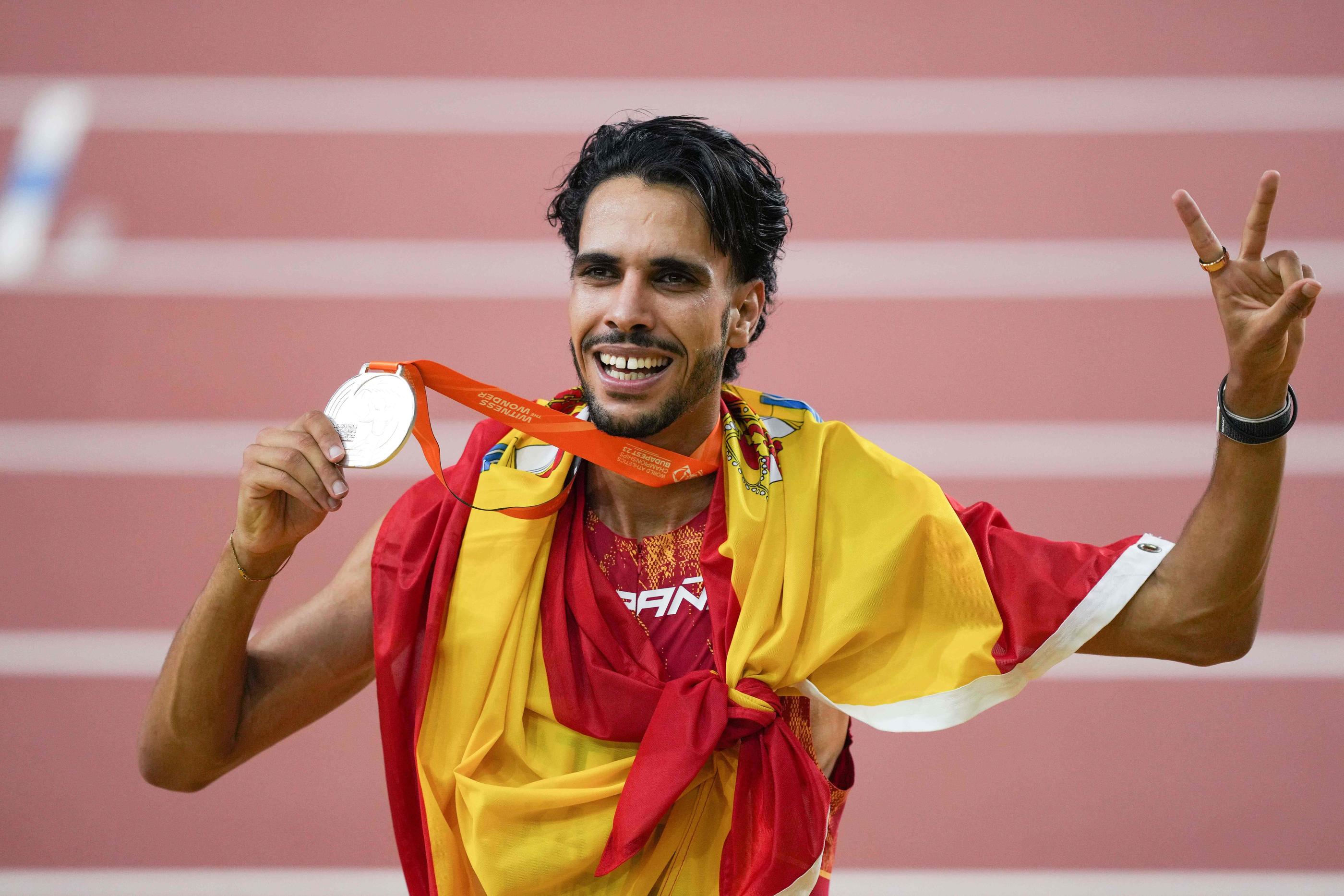 Mohamed Katir, ici à Budapest en août 2023, est vice-champion du monde 2023 du 5000m. Photo Icon sport