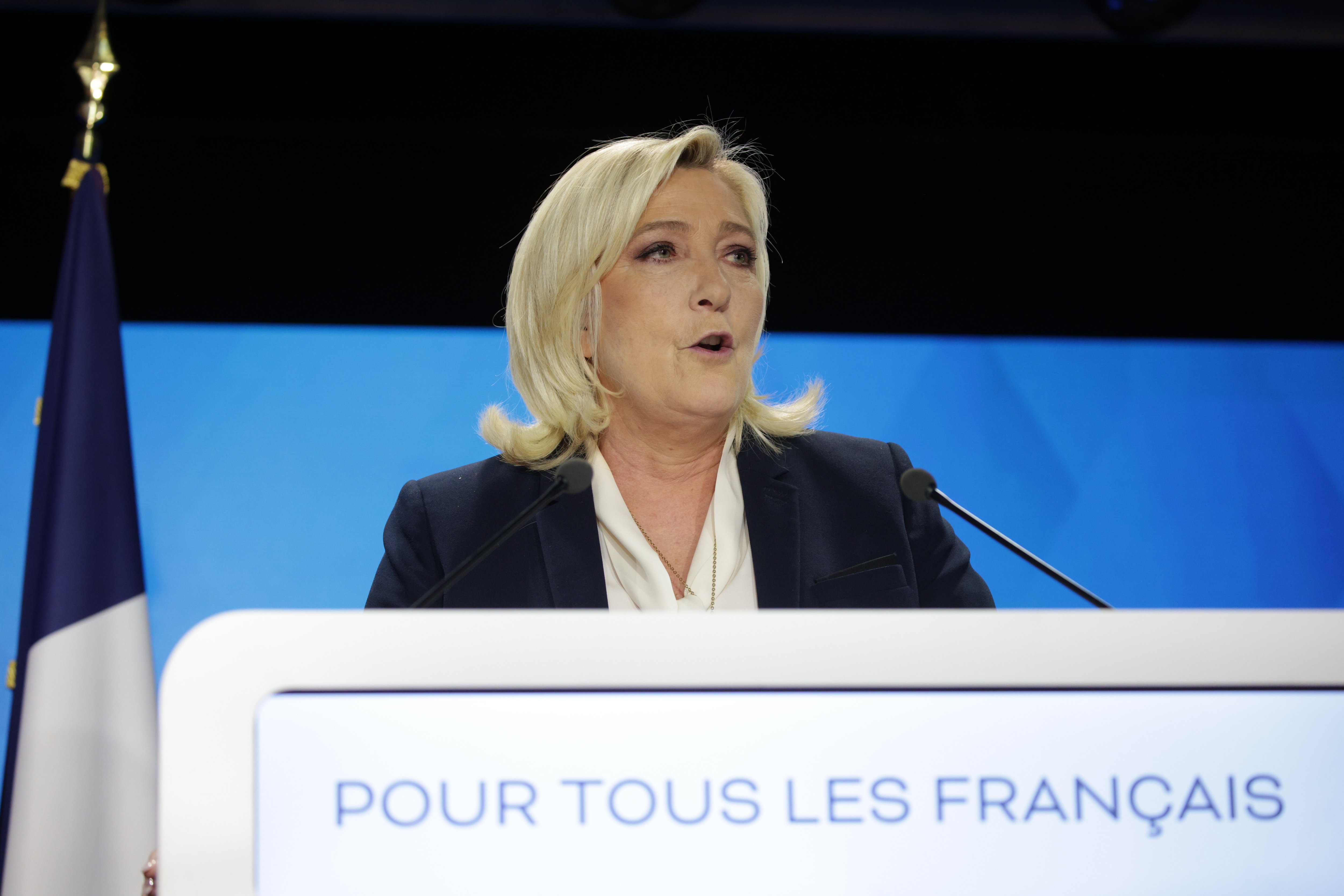 Au pavillon d'Armenonville le 24 avril 2022 à Paris, Marine Le Pen, candidate du Rassemblement national (RN). LP/Olivier Arandel