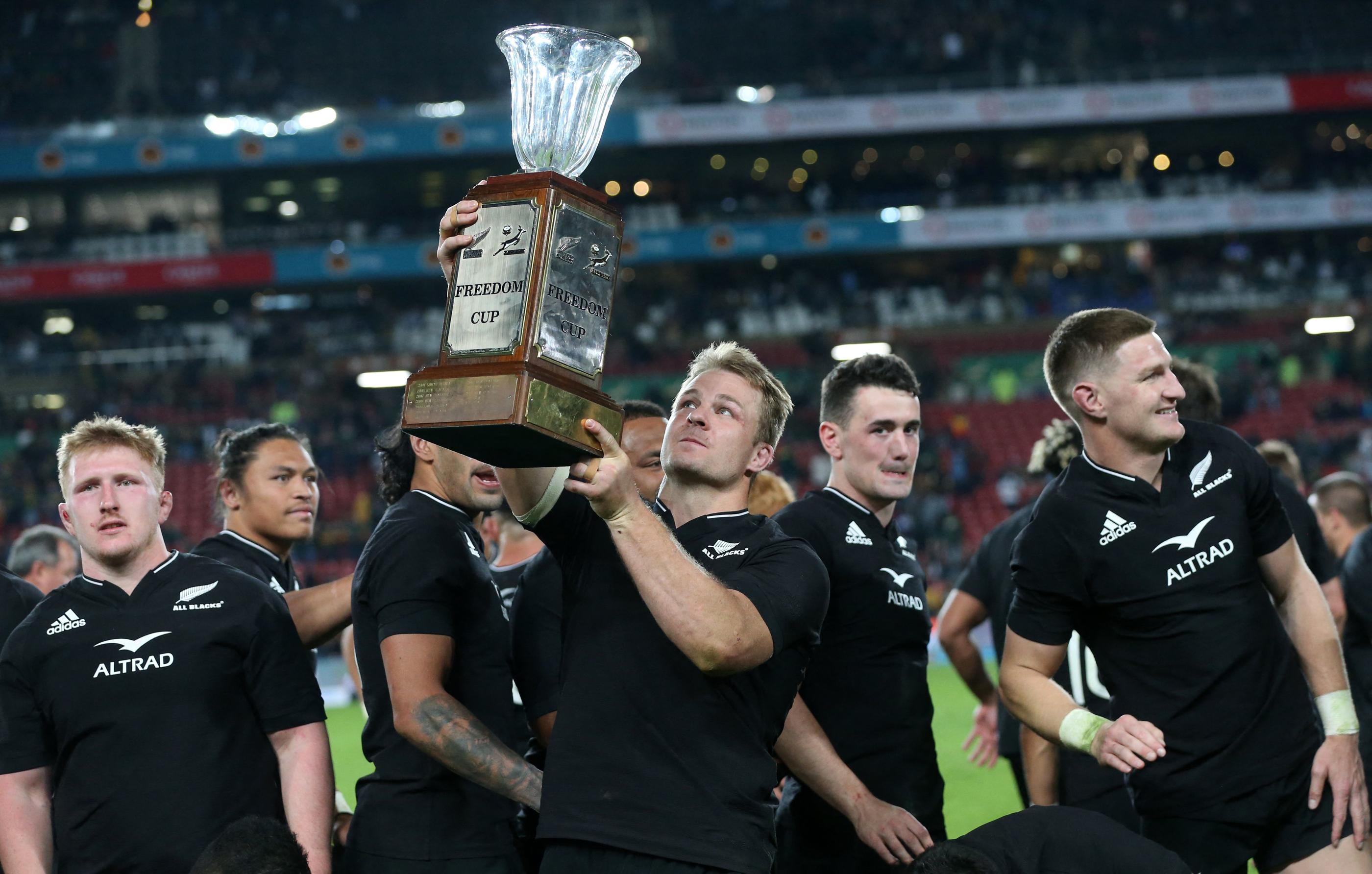 Les All Blacks se sont imposés contre l'Afrique du sud ce samedi. AFP/Phill Magakoe