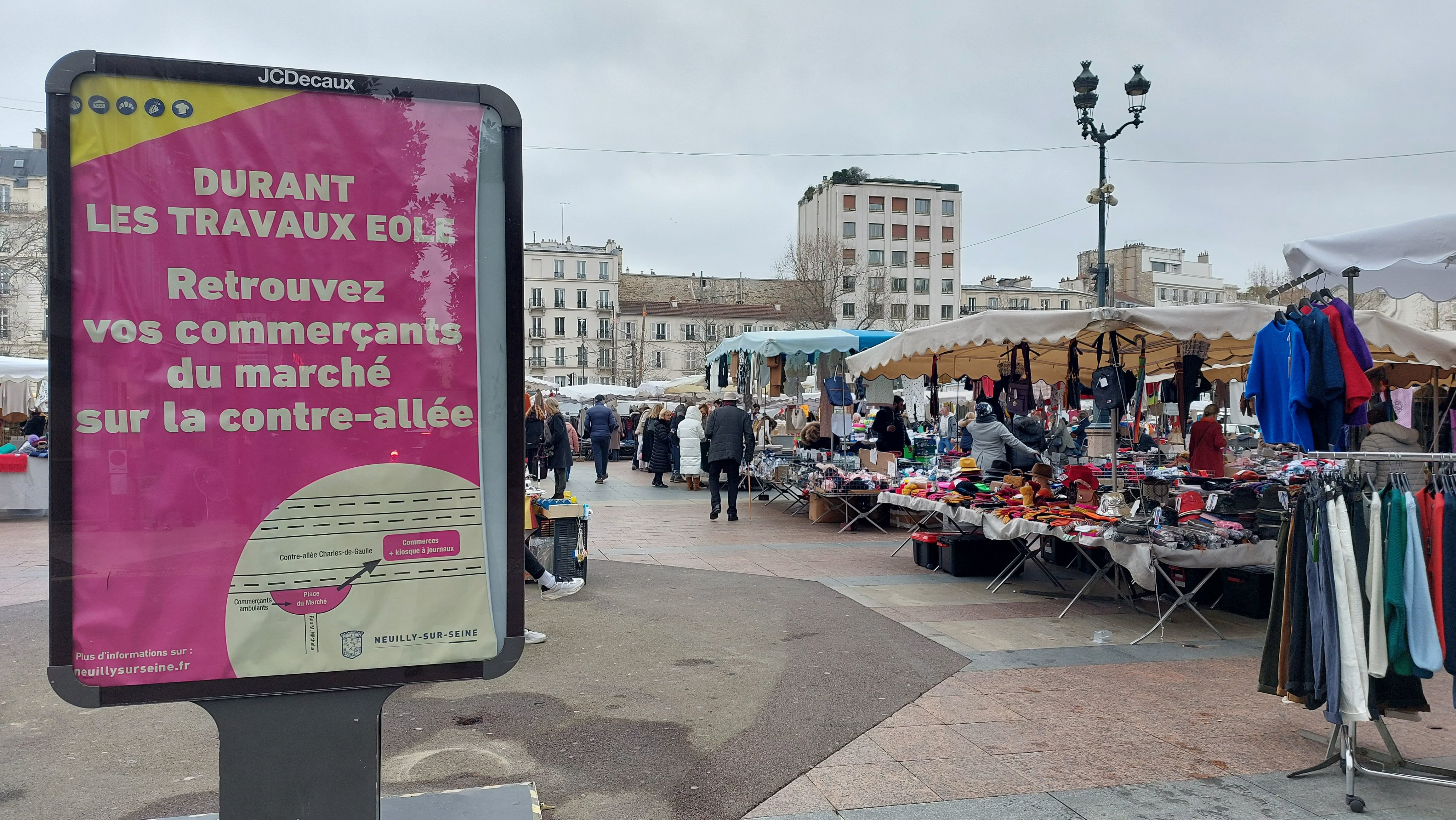 Neuilly, le 3 février 2023. Dans le cadre du chantier des allées, les travaux de réfection de la place du marché des Sablons vont débuter le 1er mars. LP/Anne-Sophie Damecour