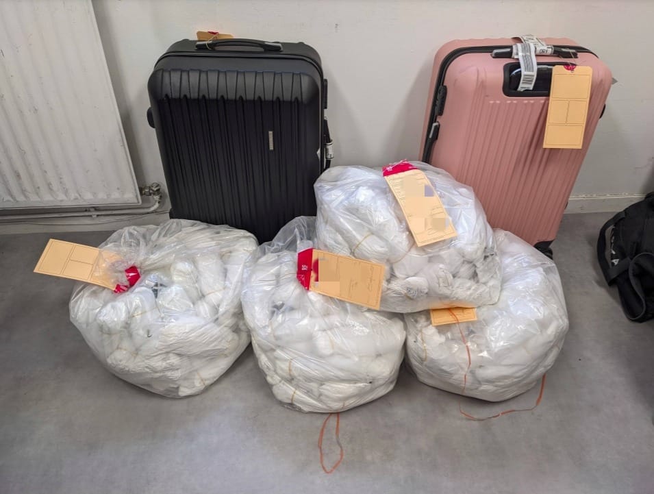 40 kilos de khat étaient dissimulés dans ces deux valises convoyées par une jeune Israélienne. DR