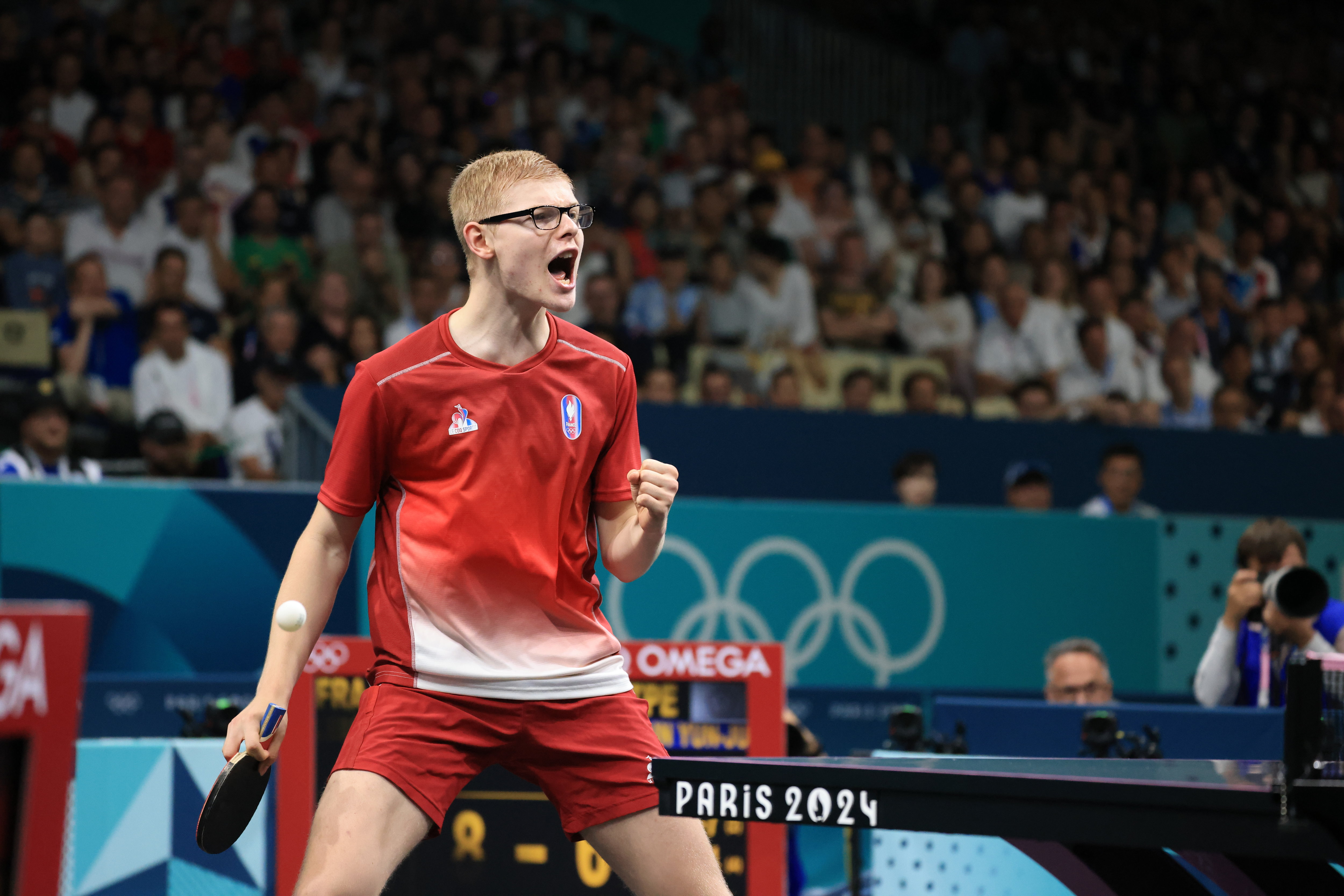 La joie de Félix Lebrun lors de son quart de finale victorieux. LP/Olivier Arandel