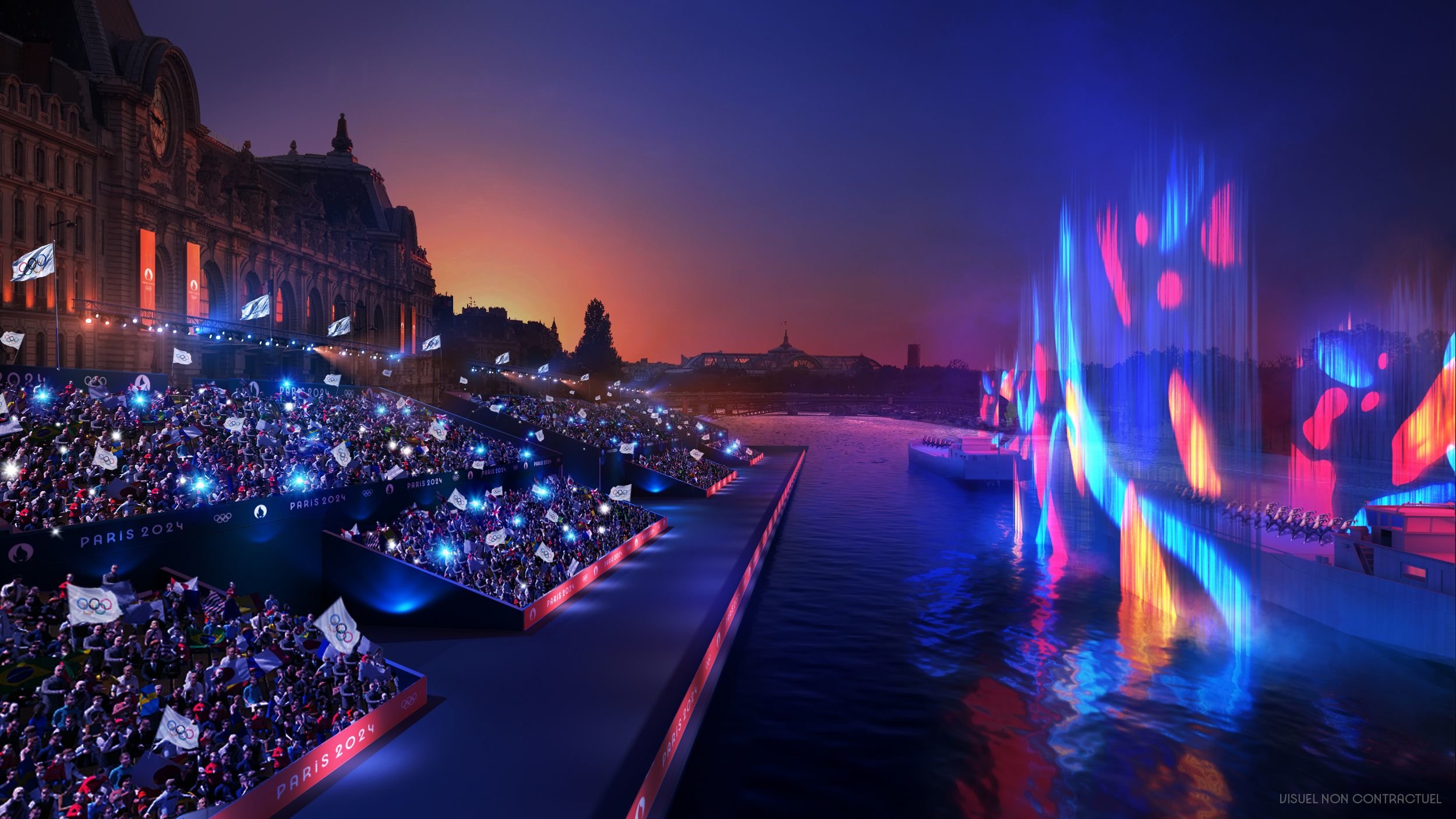 Les 55 000 personnes invitées par Paris à la cérémonie d'ouverture seront réparties entre quinze zones de tailles variables au niveau des quais hauts de la Seine. (Illustration) Thomas Boivin