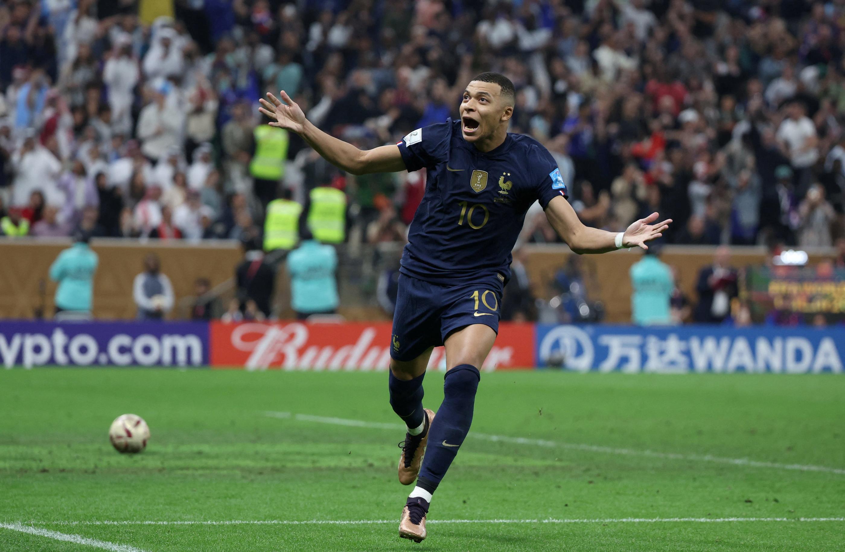 Kylian Mbappé a inscrit un triplé en finale de la Coupe du monde 2022. LP/Arnaud Journois.