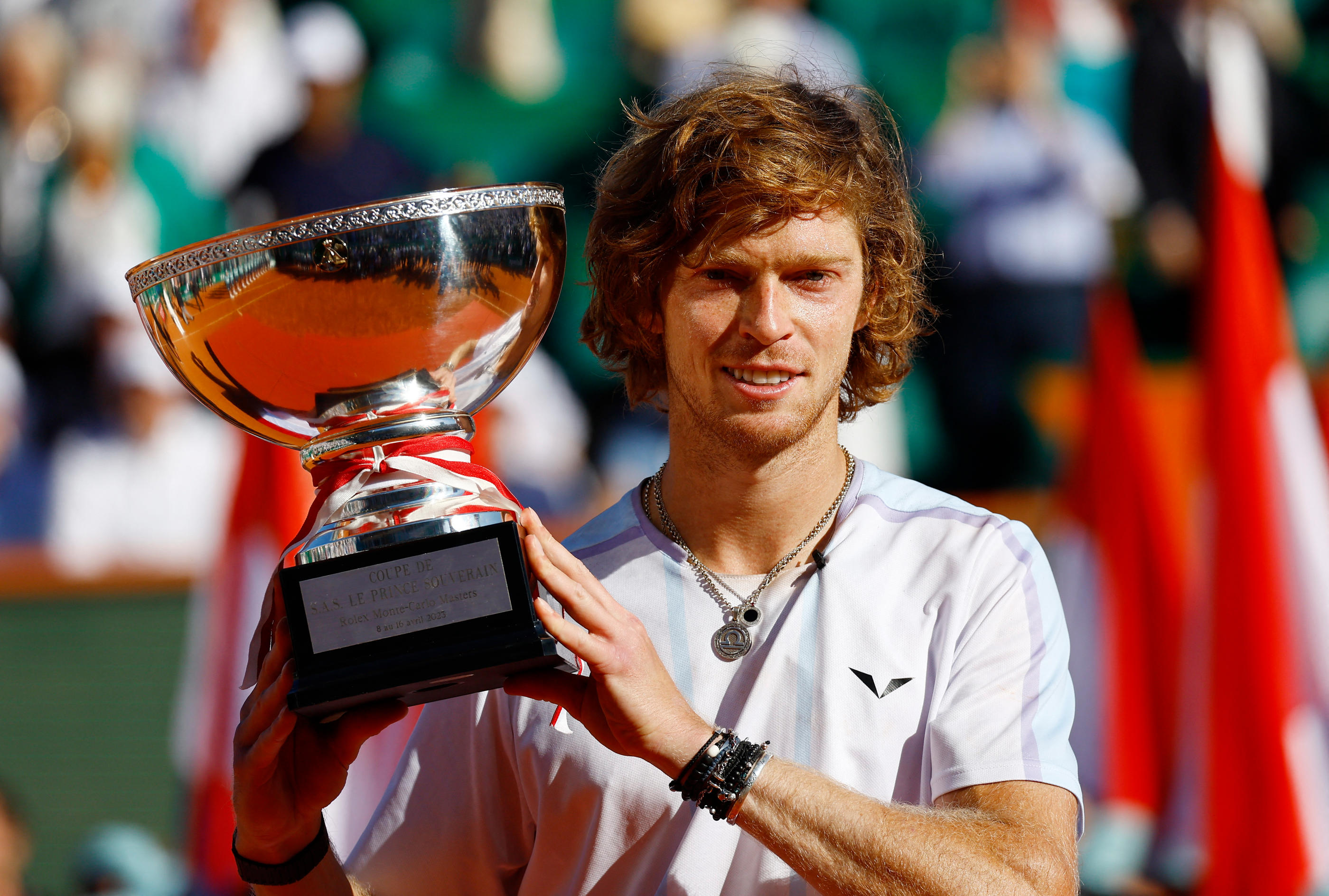 Avant de décrocher ce titre à Monte-Carlo, Andrey Rublev avait déjà échoué à deux reprises en finale de Masters 1000. REUTERS/Eric Gaillard