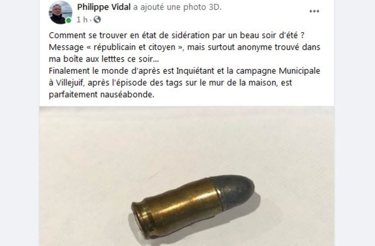 <b></b> L’ex-maire adjoint de Villejuif Philippe Vidal a trouvé une balle de 9 mm dans sa boîte aux lettres ce mardi soir.