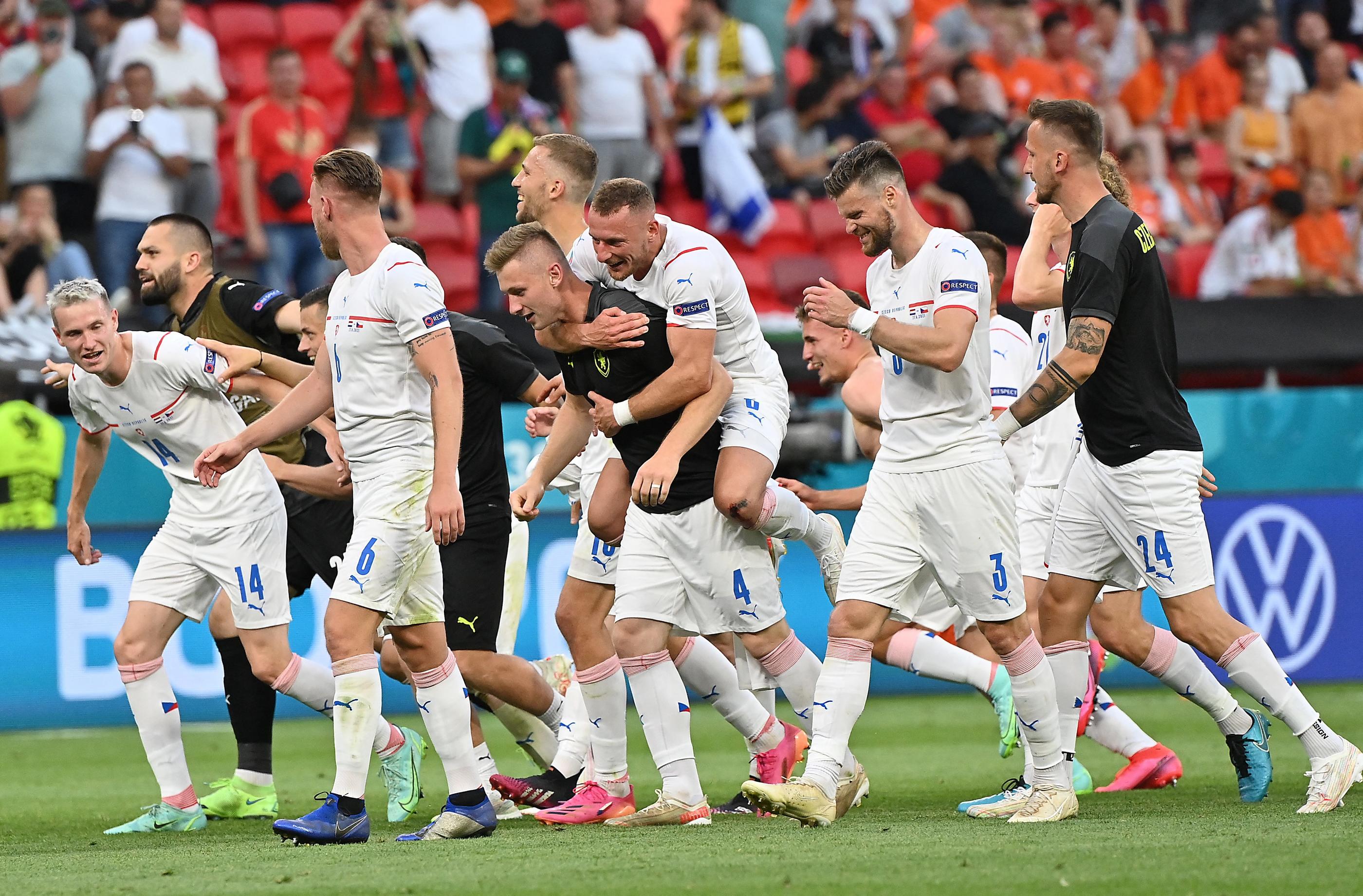 La joie de l'équipe tchèque qui a réussi l'exploit face aux Pays-Bas.
