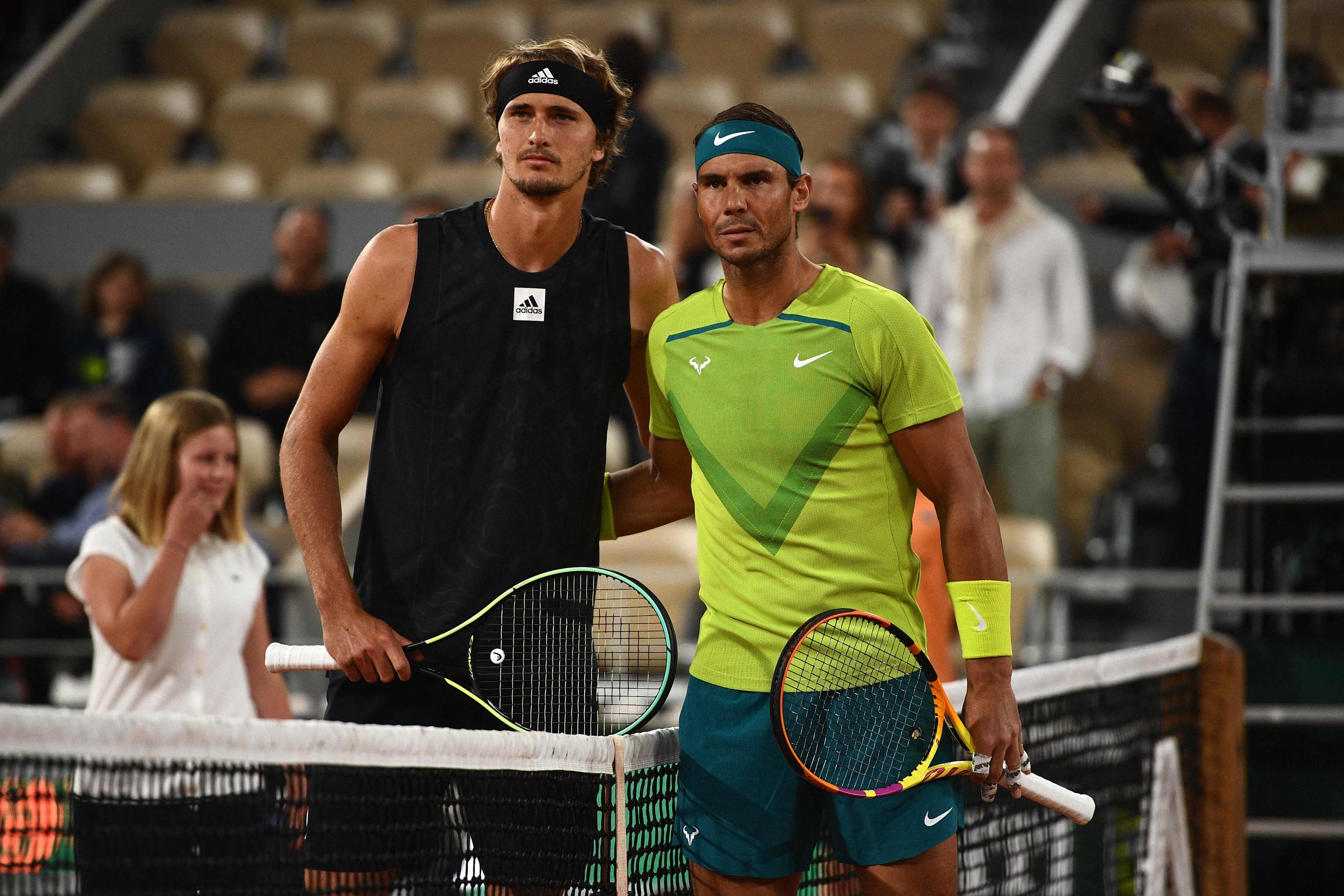 Alexander Zverev et Rafael Nadal s'étaient affrontés en demi-finale de l'édition 2022. Ils se retrouveront au premier tour cette année. AFP/Christophe ARCHAMBAULT