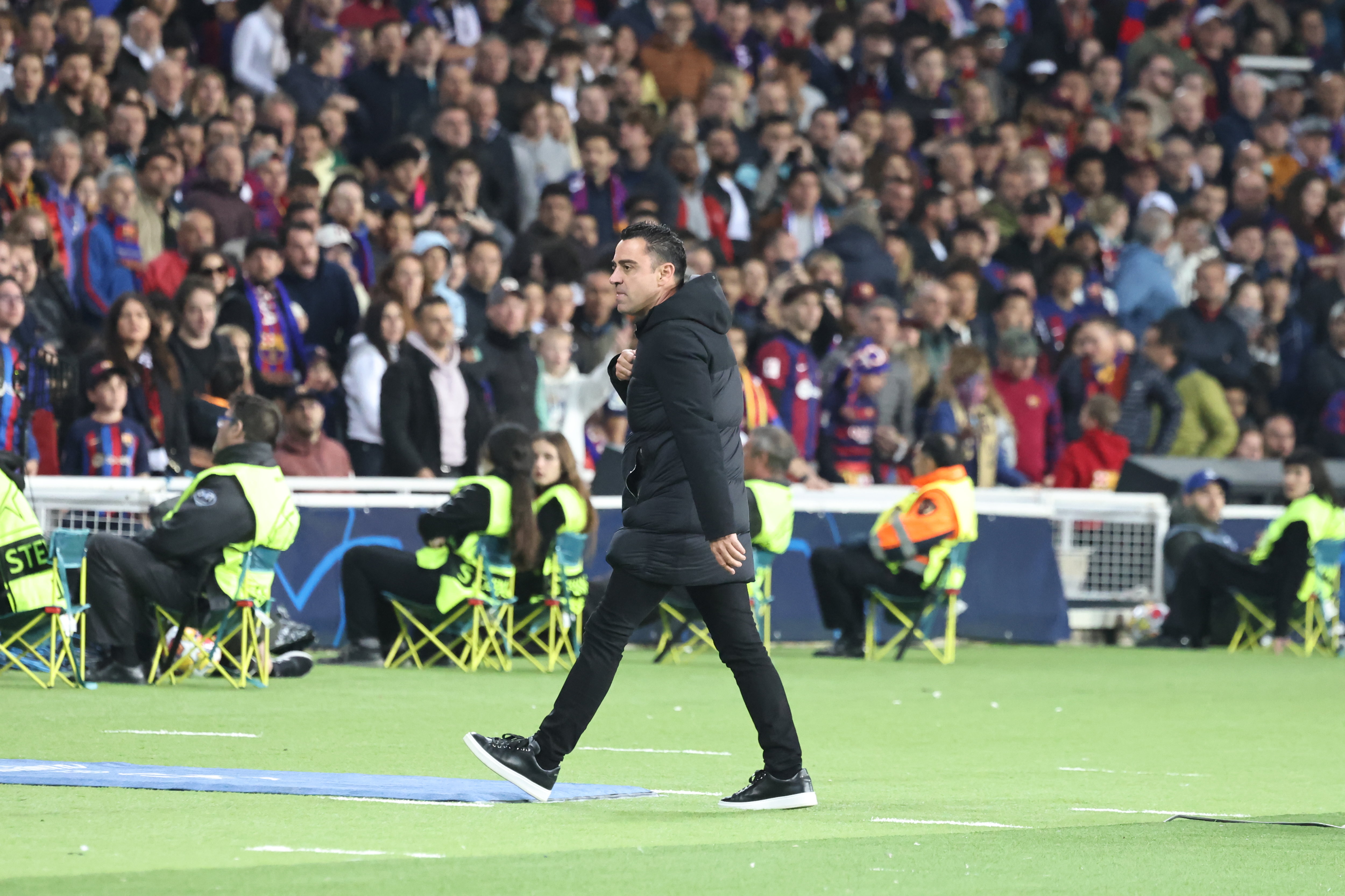Xavi, l'entraîneur du FC Barcelone, a été exclu du bord de terrain de la rencontre contre le PSG à la 56e minute. LP/Dugit