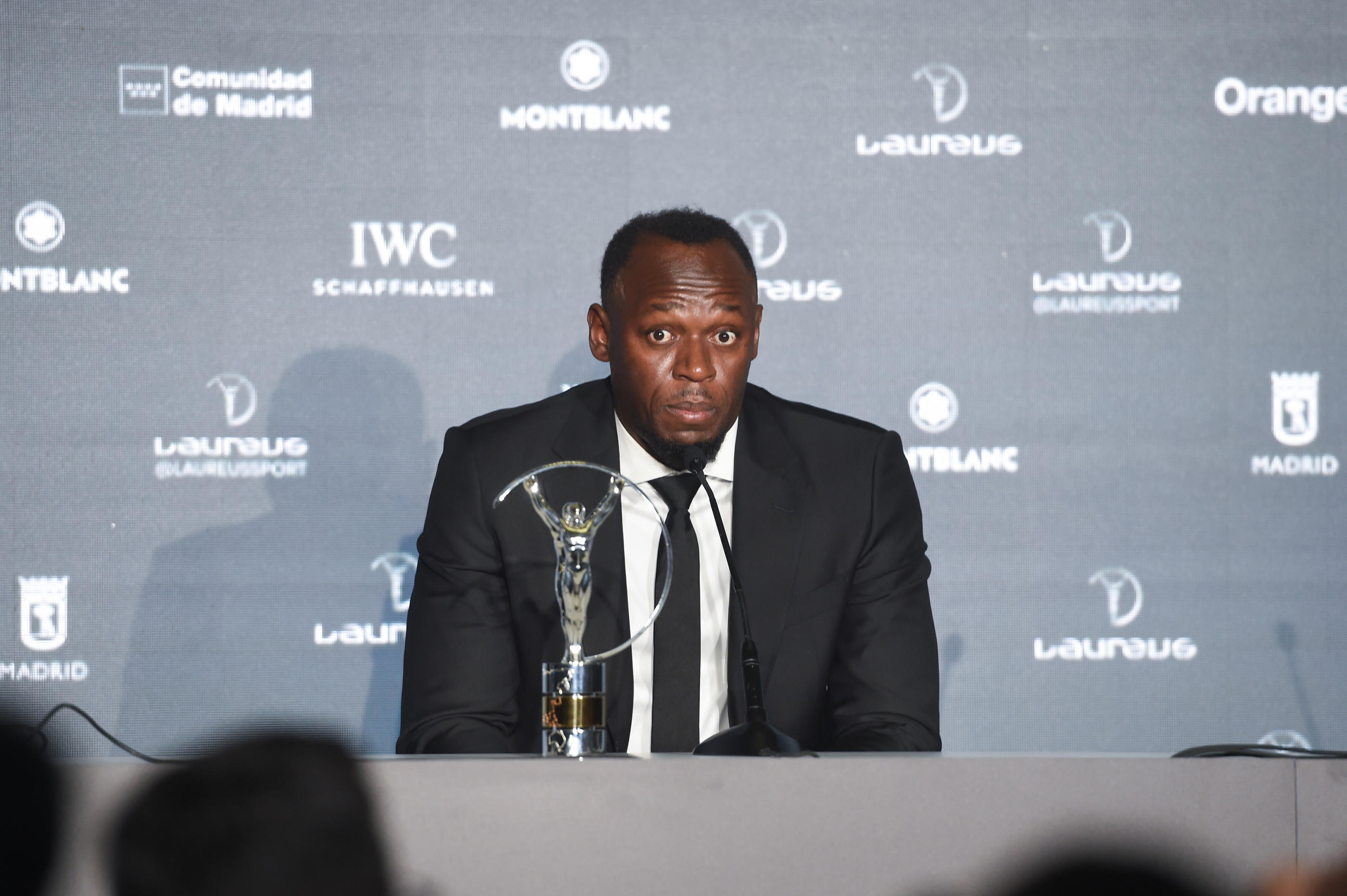 Usain Bolt a vanté les qualités de Kylian Mbappé, hier lors de la remise des trophées Laureus à Madrid. Icon Sport/Gustavo Valiente