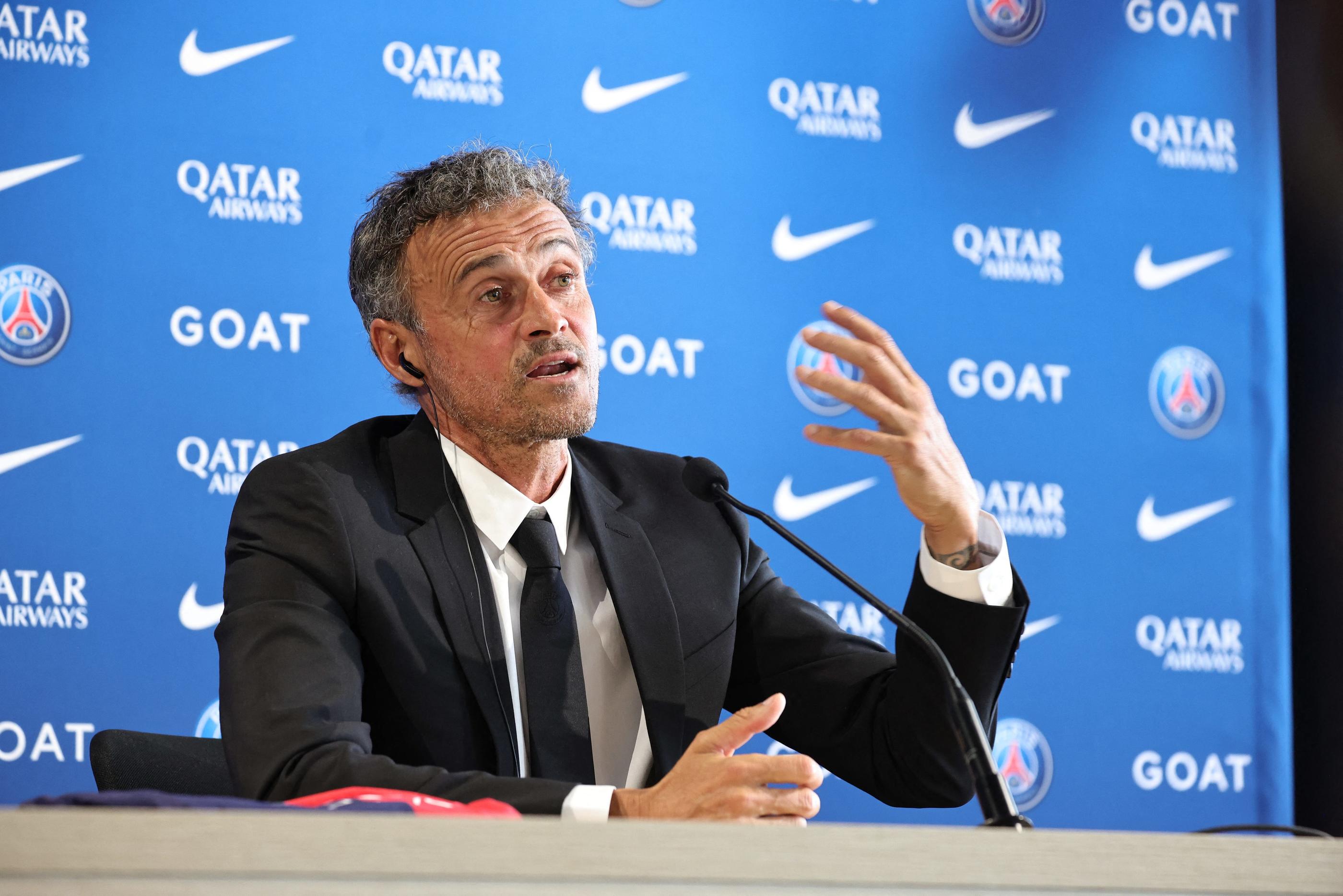 Luis Enrique, le nouvel entraîneur du PSG, en conférence de presse le mercredi 5 juillet 2023. LP/Olivier Arandel