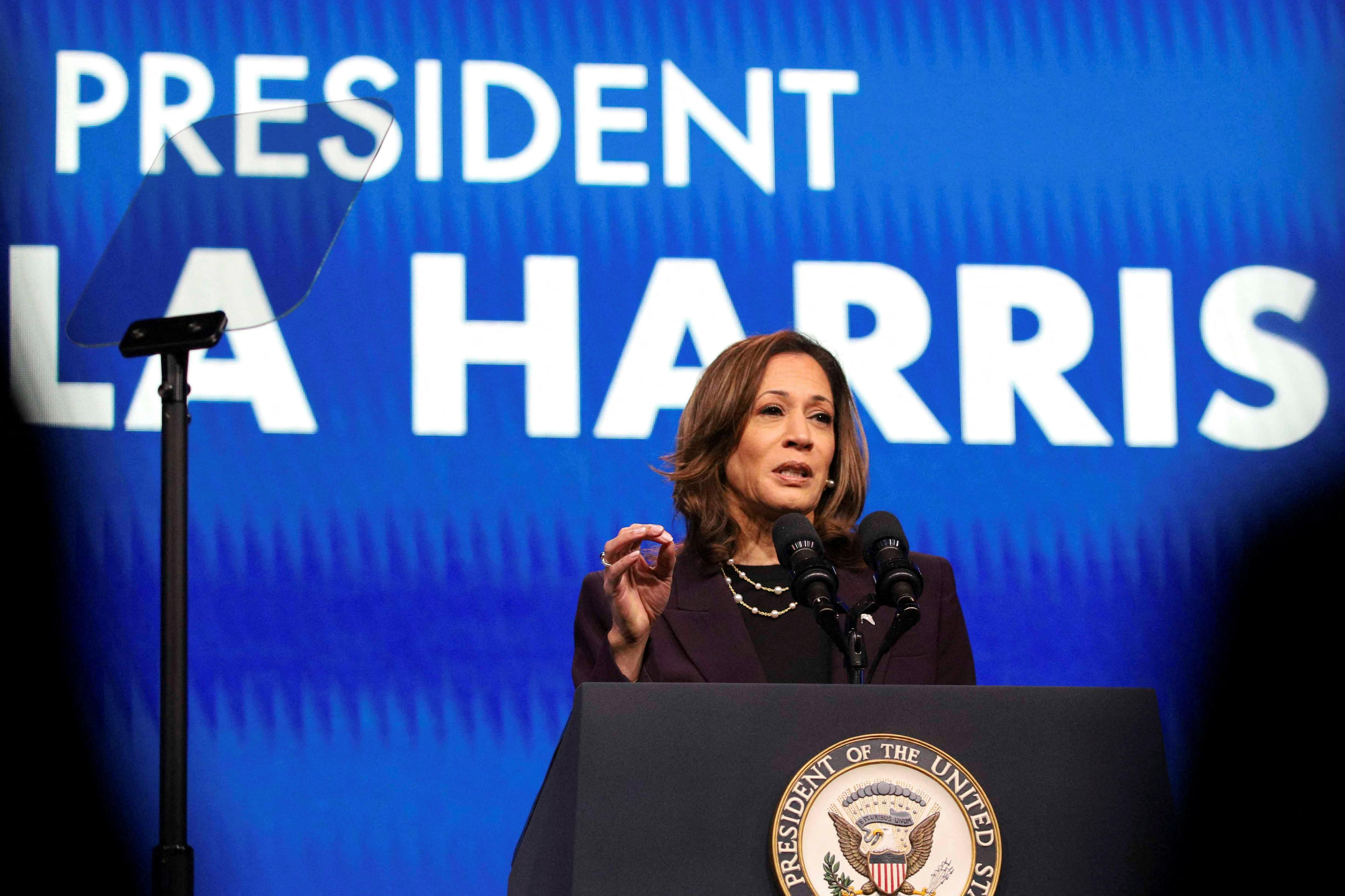 Après le retrait de Joe Biden, Kamala Harris pourrait être la future adversaire de Donald Trump dans la course à la présidentielle américaine. REUTERS/Kaylee Greenlee Beal