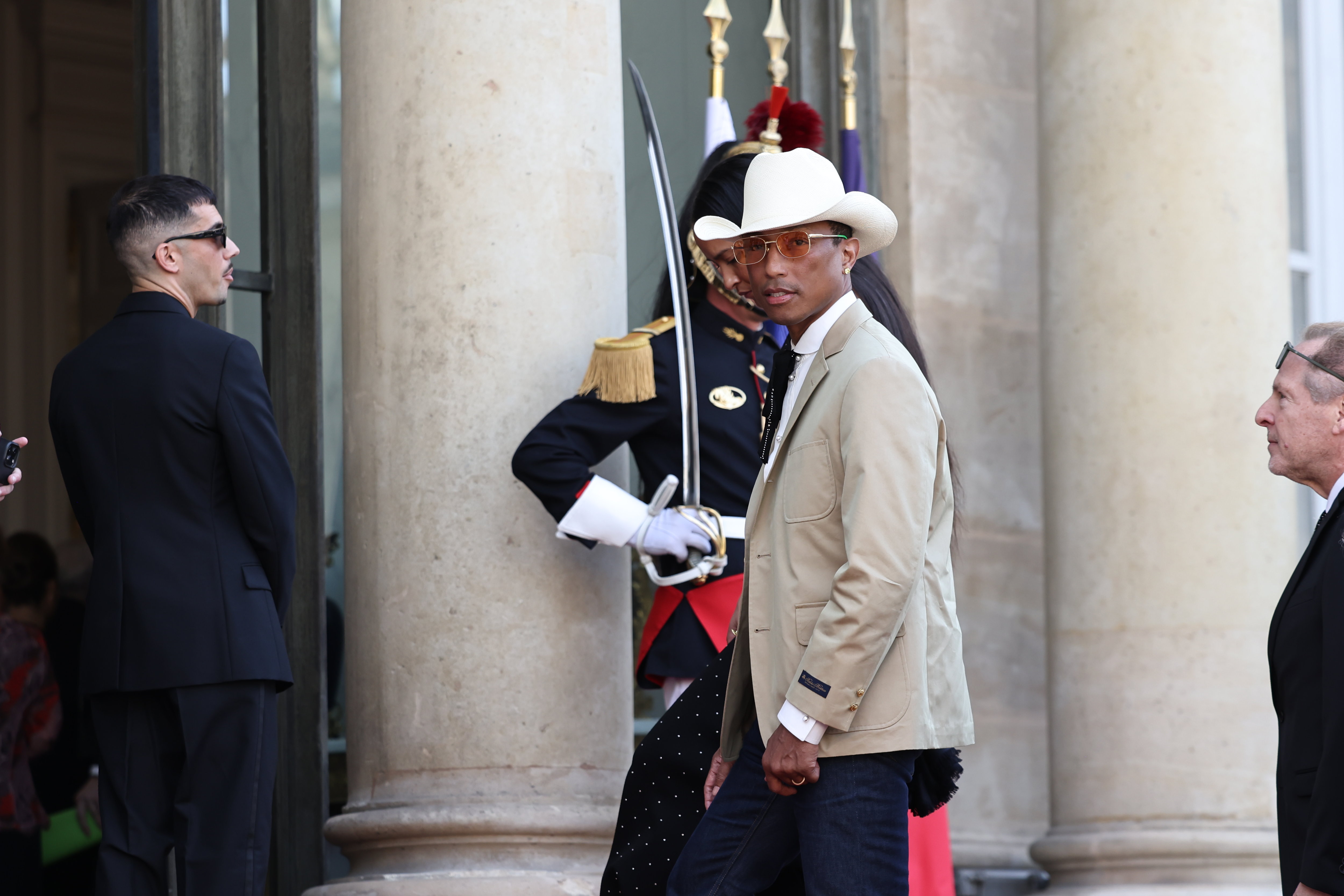 Pharrell Williams reçu à l'Elysée par Emmanuel Macron en juin dernier. LP / Fred Dugit