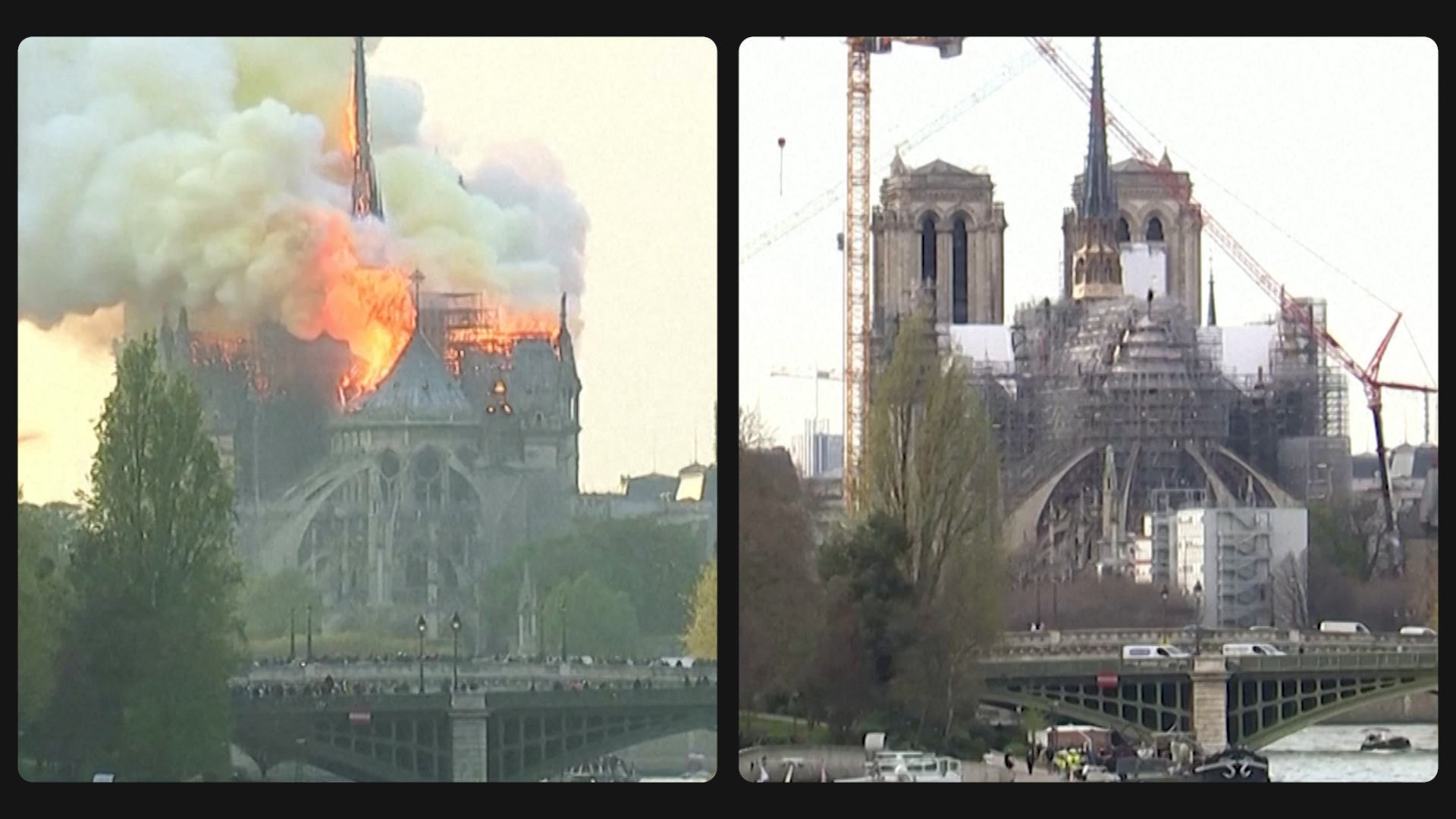 Paris (IVe). Le 15 avril 2019, il y a cinq ans, un incendie ravageait Notre-Dame de Paris, provoquant une émotion planétaire. / AFP