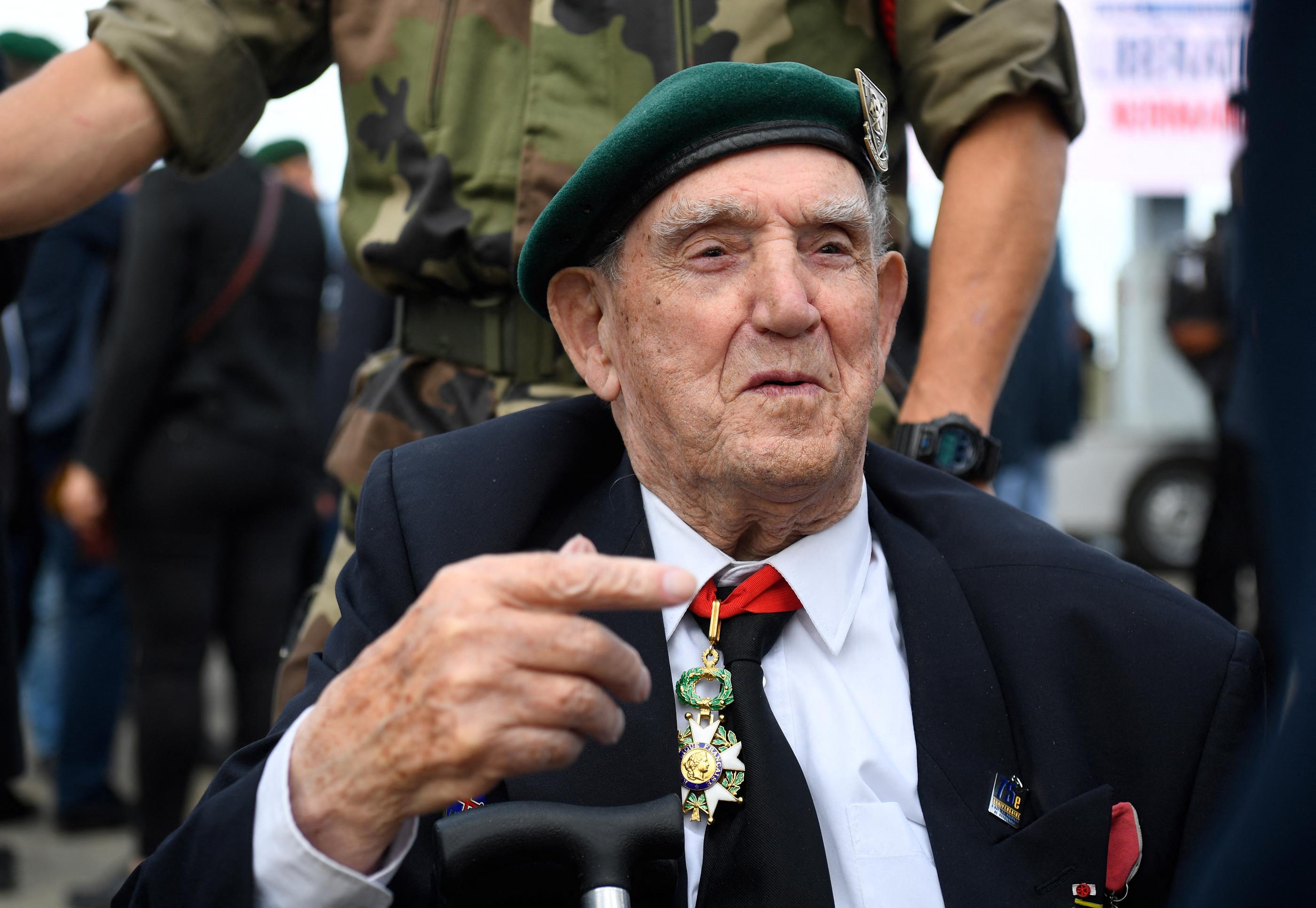 Léon Gautier est le dernier survivant des 177 membres du commando Kieffer, seule unité française à avoir débarqué en Normandie le 6 juin 1944. AFP/Damien Meyer