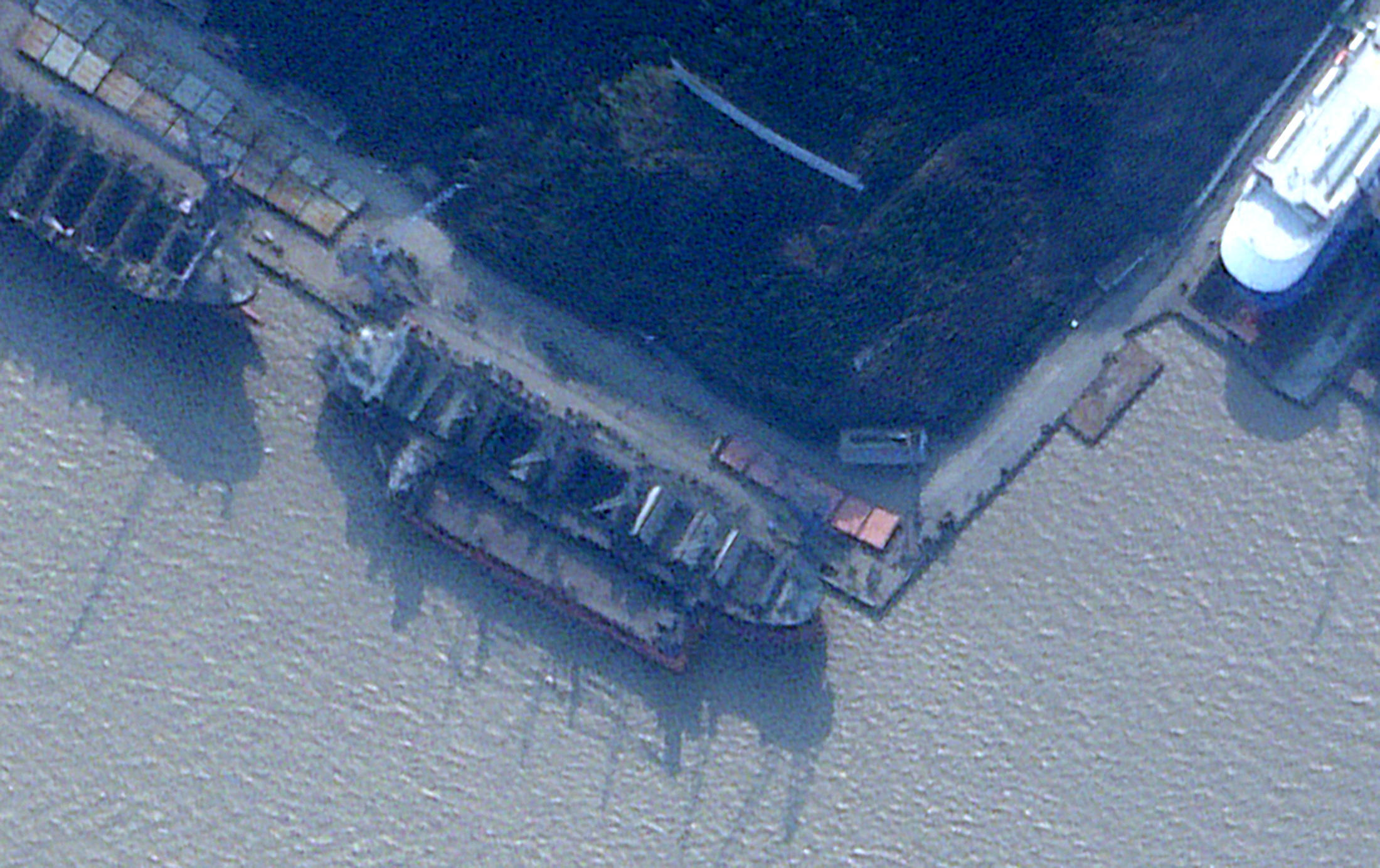 L'"Angara" à quai du chantier naval de Zhoushan Xinya, en Chine, le 11 février 2024 dans une image satellite de Planet Labs PBC. Via REUTERS