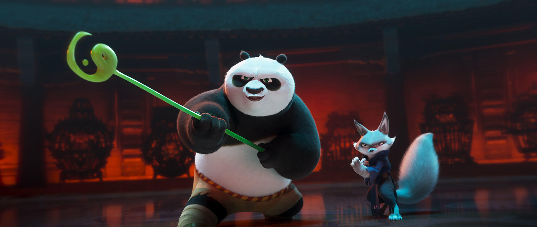 Dans ce quatrième opus, «Kung Fu Panda 4», en salles ce mercredi 27 mars, le panda quitte son papa oie et son papa panda pour se choisir un successeur en tant que guerrier dragon. DreamWorks Animation