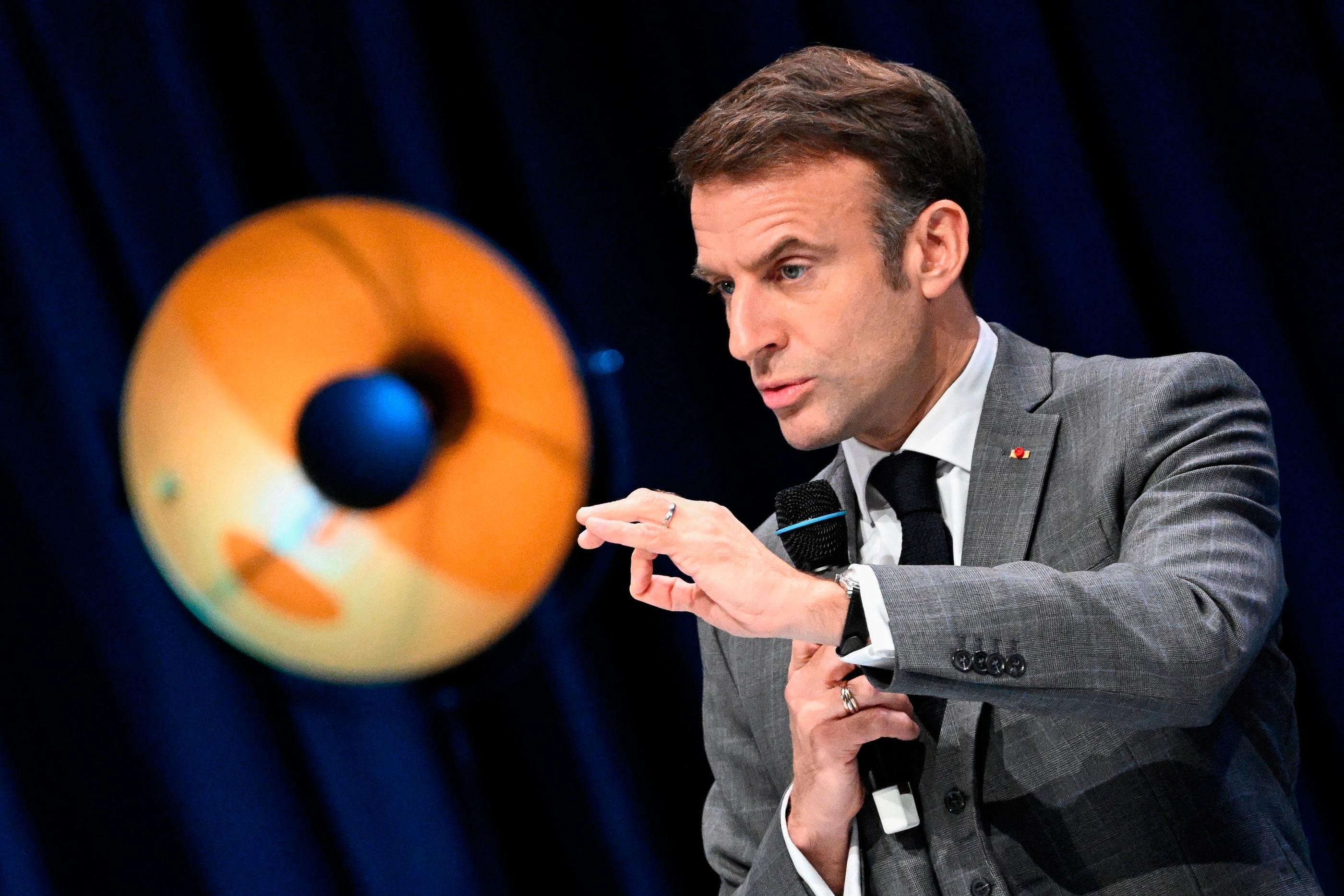 Le président de la République Emmanuel Macron à Nantes pour les assises de l'économie de la mer le 28 novembre 2023. AFP/DAMIEN MEYER