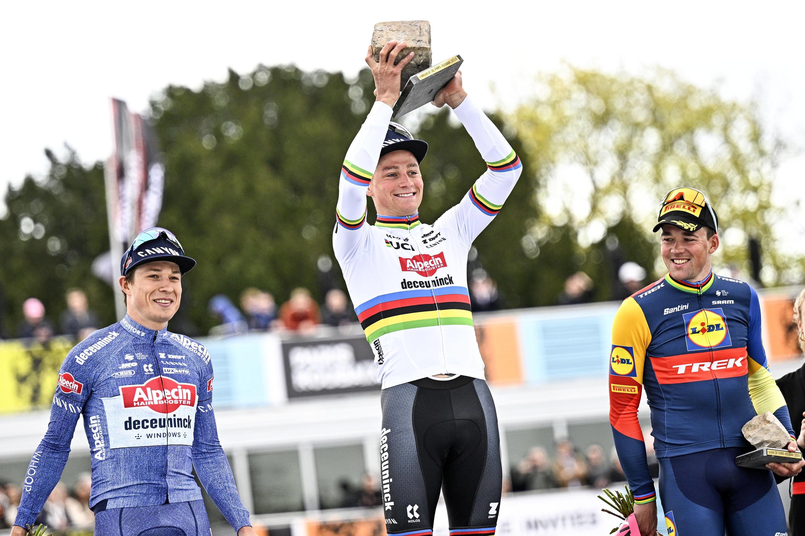 S'il gagne Liège-Bastogne-Liège le 21 avril, Mathieu Van der Poel fera un triplé Flandres-Roubaix-Liège la même année que personne, pas même Merckx, n'a jamais réussi. Icon Sport/Jasper Jacobs