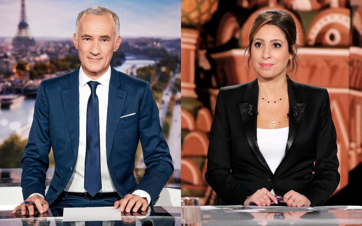 Léa Salamé et Gilles Bouleau devraient animer le débat de l'entre-deux-tours entre Marine Le Pen et Emmanuel Macron. TF1/Christophe Chevalin FTV/Gilles Justine