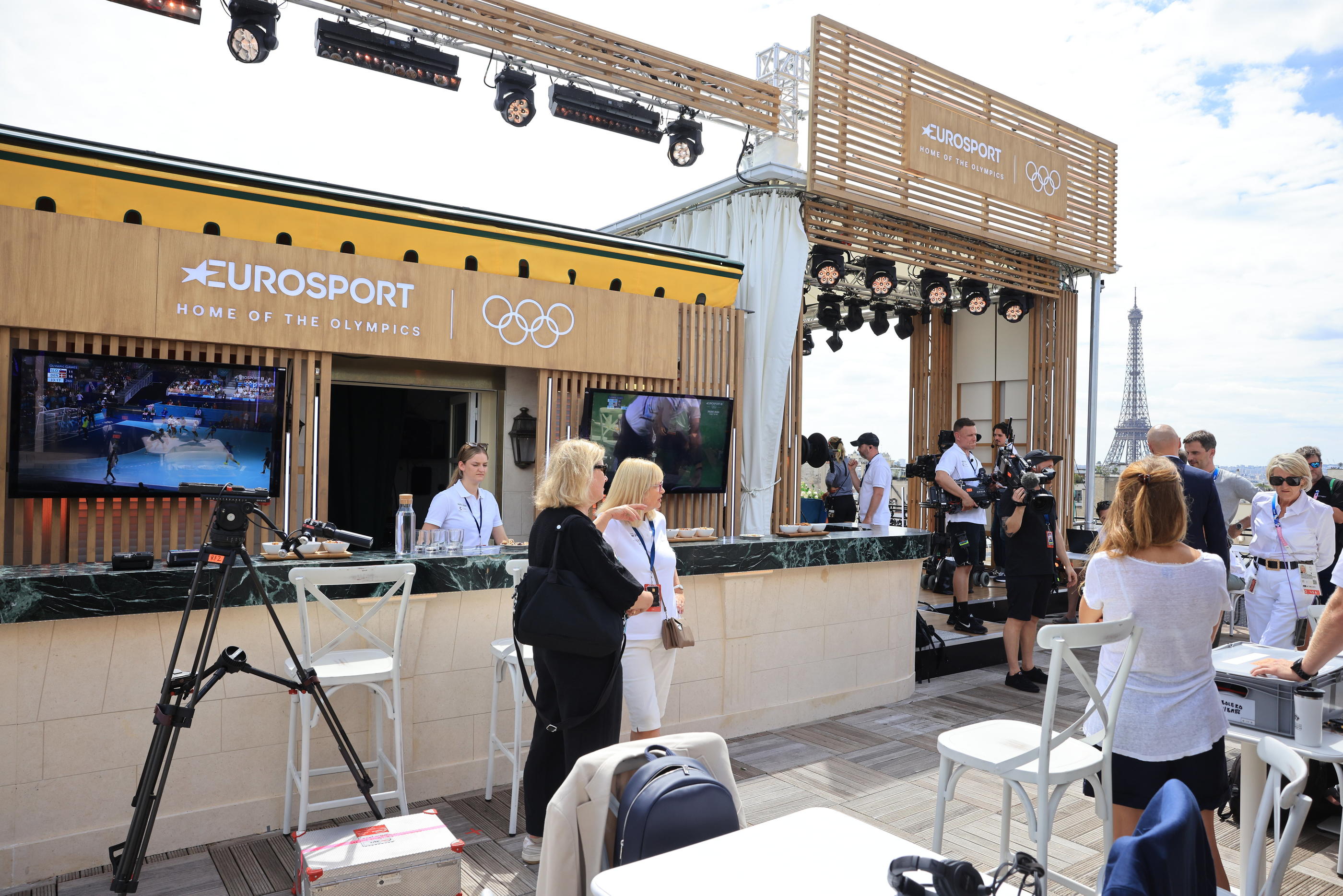 Eurosport a investi le toit terrasse de l’Hôtel Raphaël, dans le XVIe arrondissement de Paris, pendant les Jeux olympiques. LP/Olivier Arandel