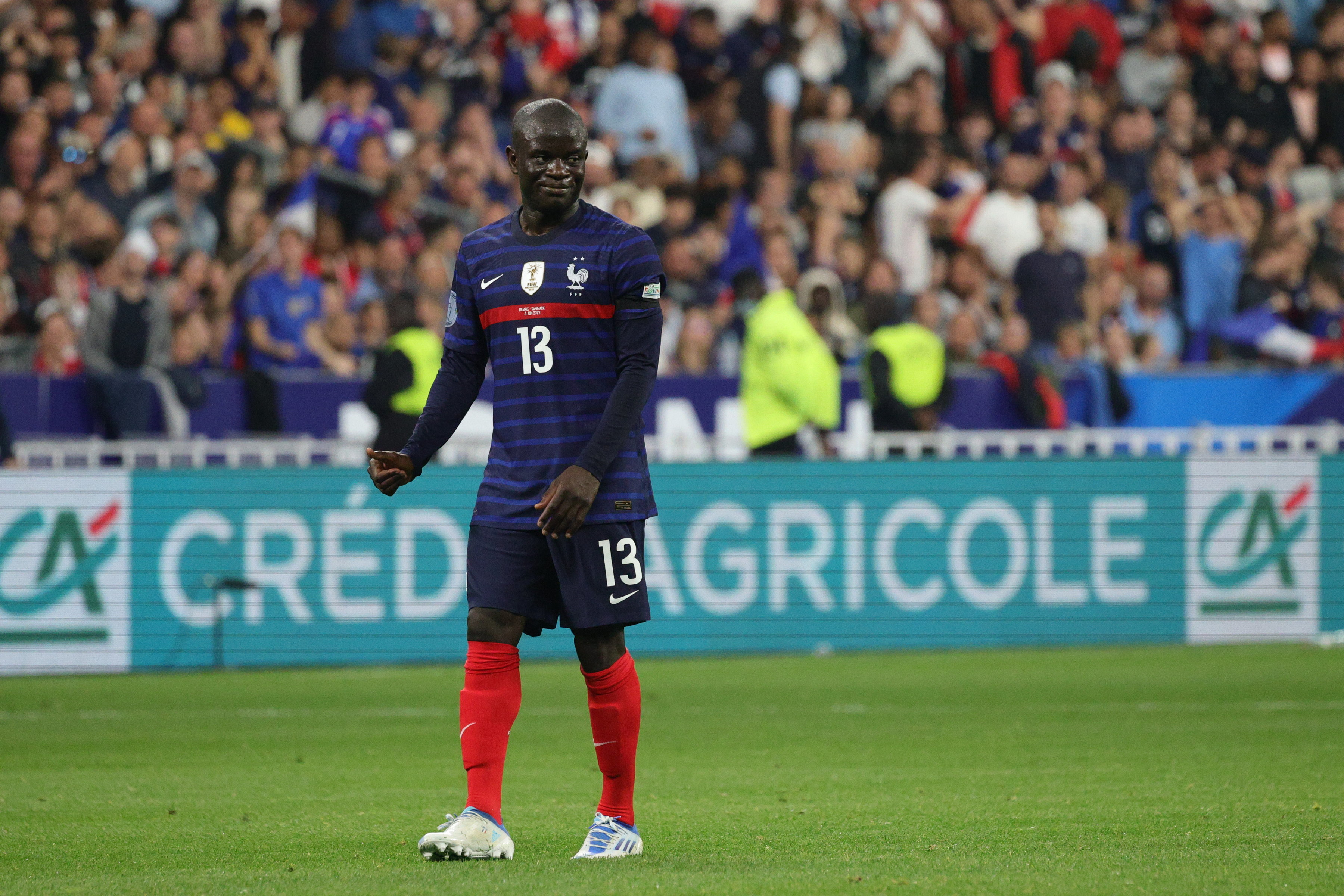 N'Golo Kanté, ici lors de la rencontre de Ligue des Nations face au Danemark, le 3 juin 2022 au stade de France. Sa dernière sous le maillot bleu. LP/Olivier Arandel