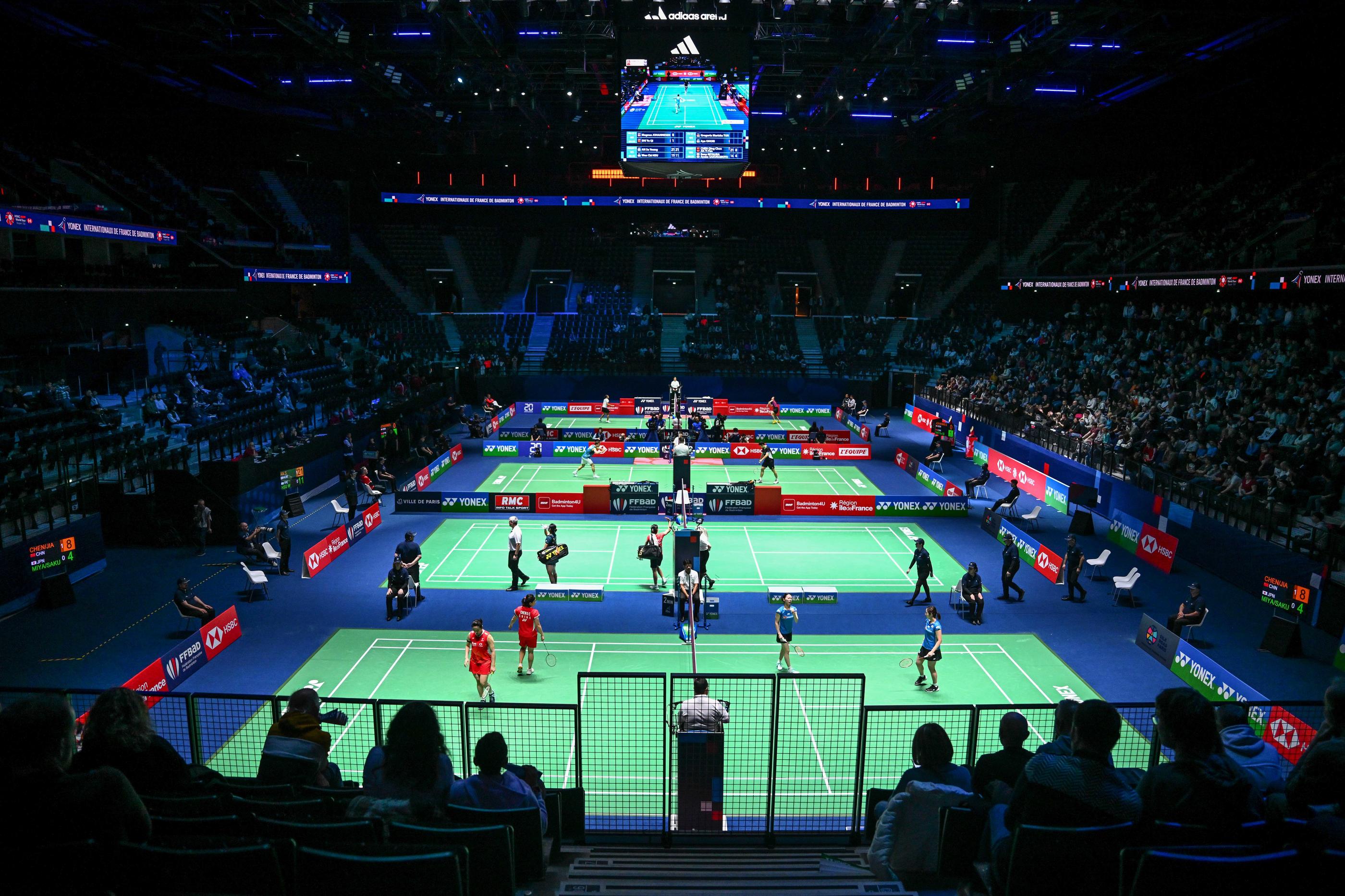 L'Adidas Arena, qui accueille actuellement les internationaux de France de badminton, profite de l'événement pour répéter ses gammes en vue des JO. Anthony Dibon/Icon Sport