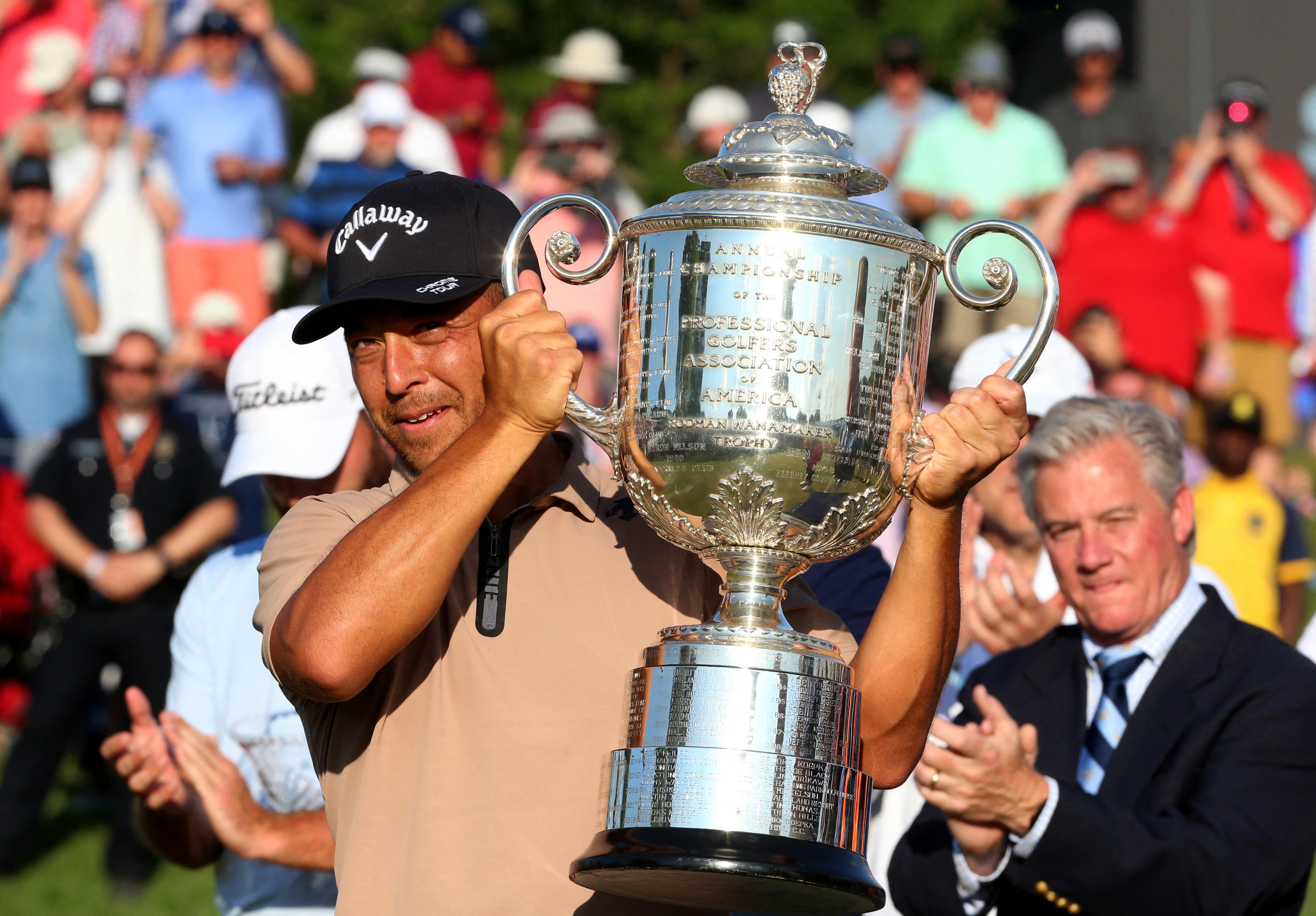 L'Américain a remporté le PGA Championship pour la première fois de sa carrière. Photo by Ben Morris/UPI