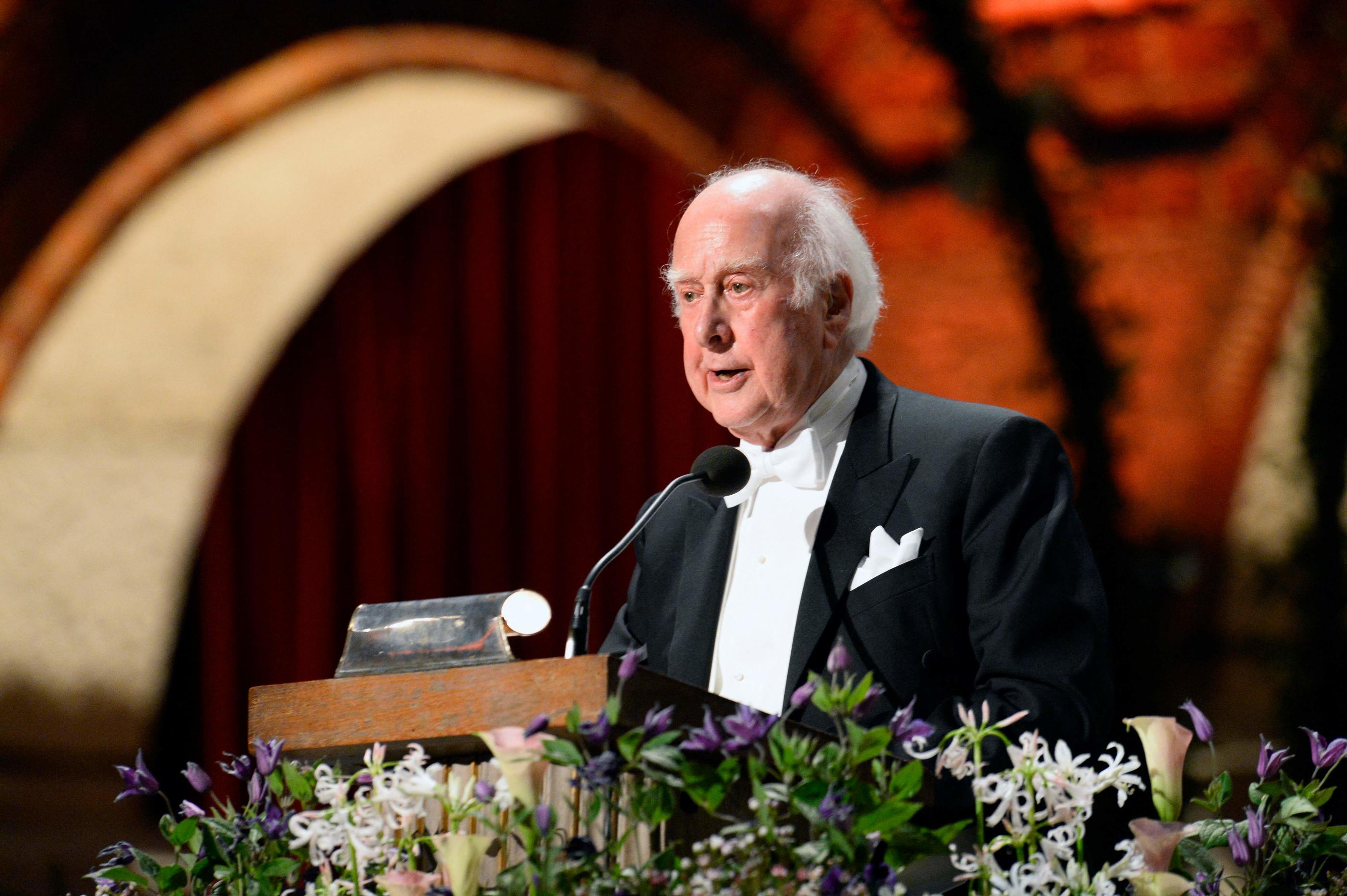 Peter W Higgs a reçu le prix Nobel de physique en 2013 pour ses travaux sur le boson de Higgs. AFP/Jonathan Nackstrand
