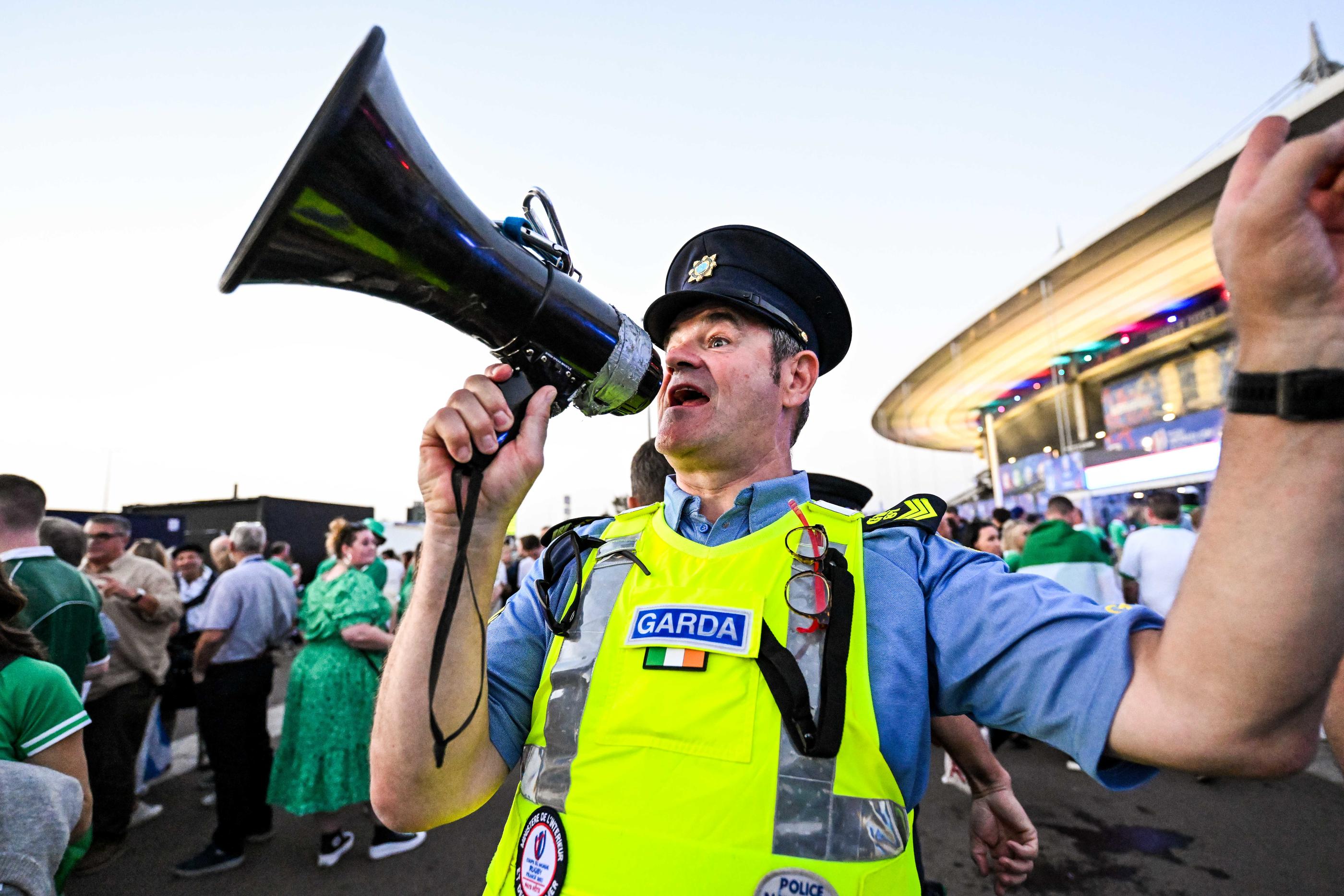 Des policiers étrangers, comme ici ce membre des forces de l'ordre irlandaises, étaient intervenues en France pendant la Coupe du monde de rugby cet automne. LP/Icon Sport/Sandra Ruhaut