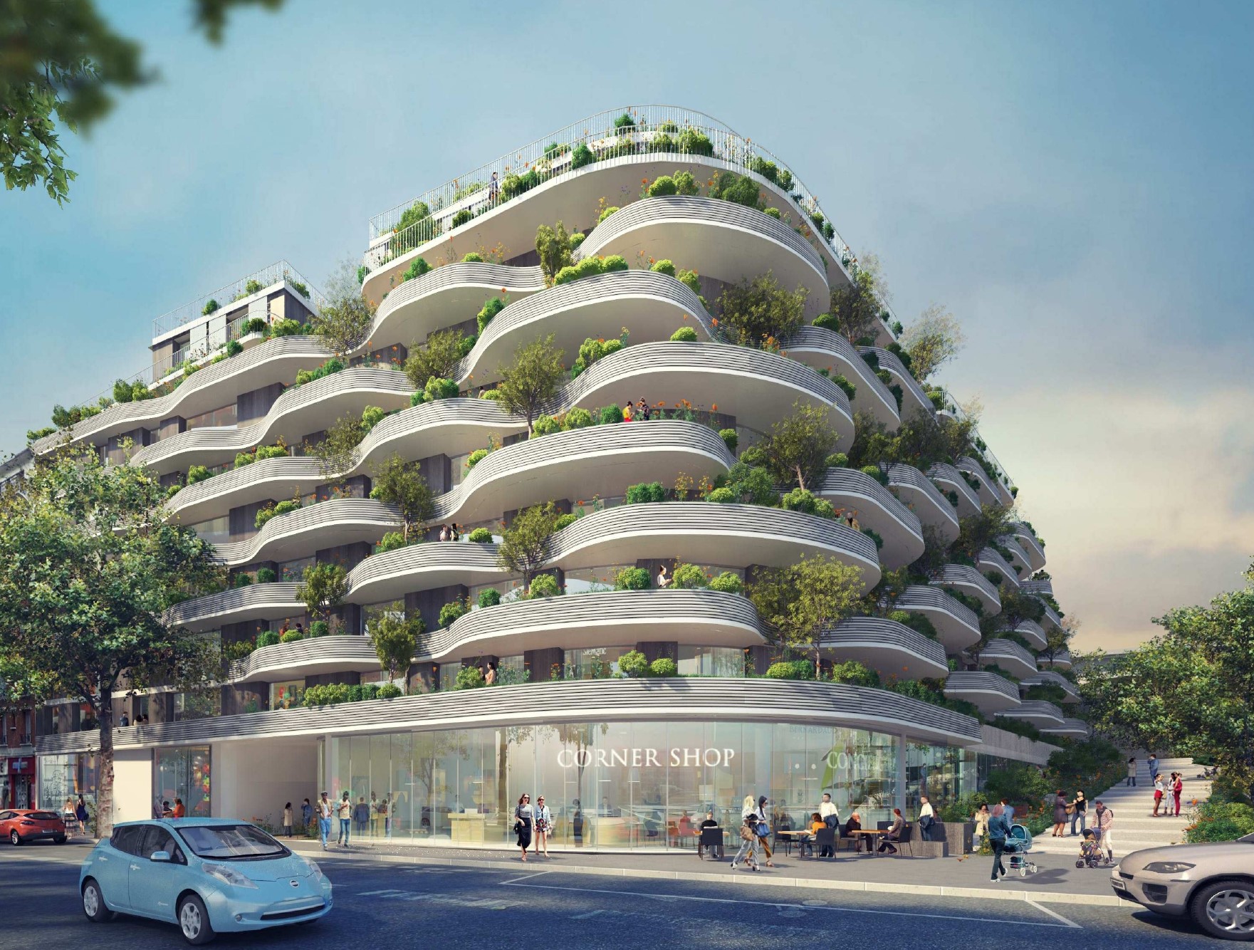 La végétation fera partie intégrante des futurs immeubles autour de la gare Issy RER. Visuel Icade architecture studio