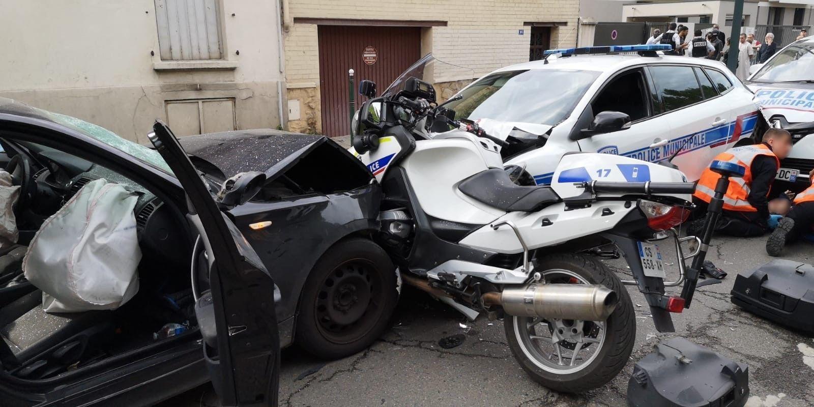 Youssef T. avait foncé délibérément sur des policiers à Colombes le 27 avril 2020, écrasant notamment un motard de la police nationale contre une voiture de la police municipale. LP/Louis Moulin