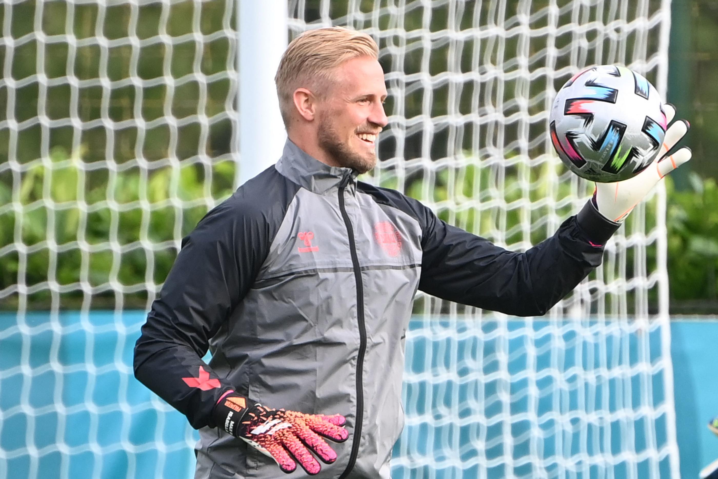 Kasper Schmeichel gardera le but danois ce mercredi soir contre l'Angleterre, en demi-finale de l'Euro, sur la pelouse de Wembley. AFP/Paul Ellis