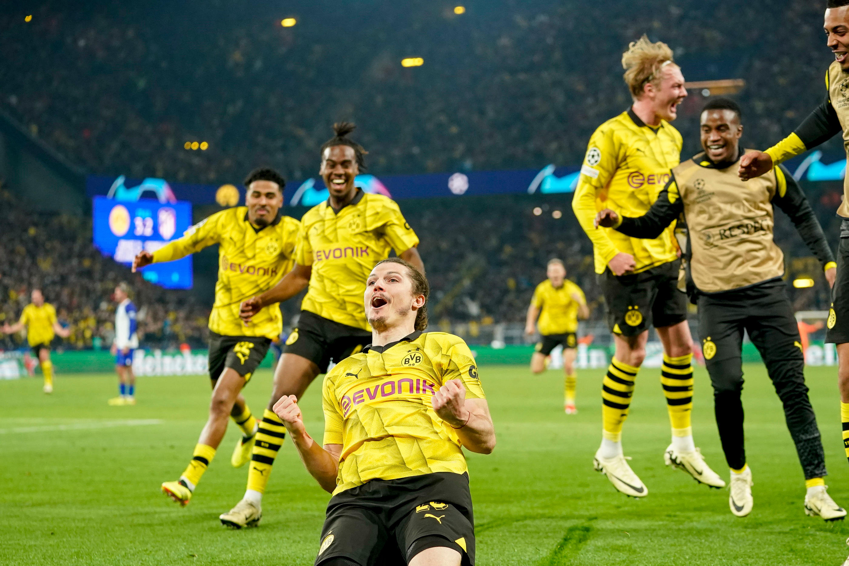 Marcel Sabitzer a offert le but de la qualification au Borussia Dortmund d'une frappe du gauche croisée à la 74e minute. Icon Sport