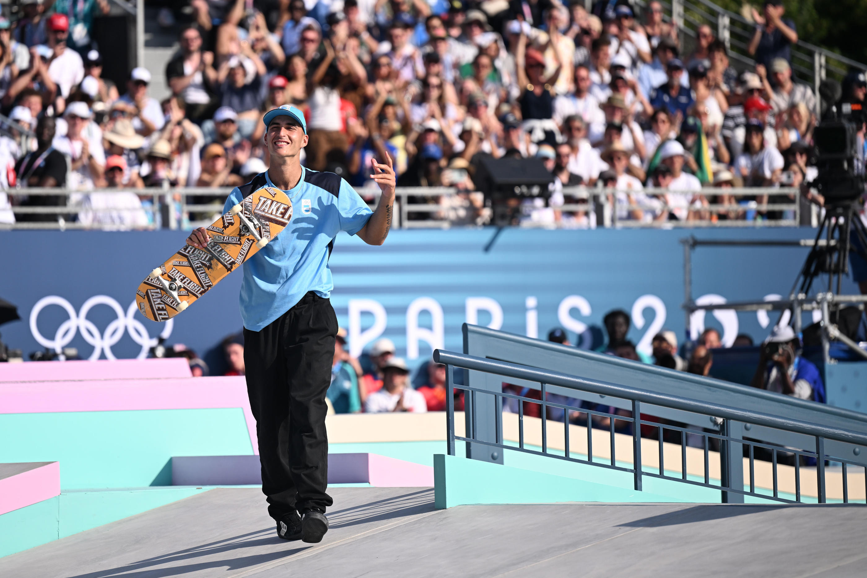 Dans l'écrin de la Concorde (Paris, VIIIe), le skateboard (ici avec l'Argentin Matias Dell Olio) a marqué les esprits lors de ces Jeux olympiques. FEP/Icon sport