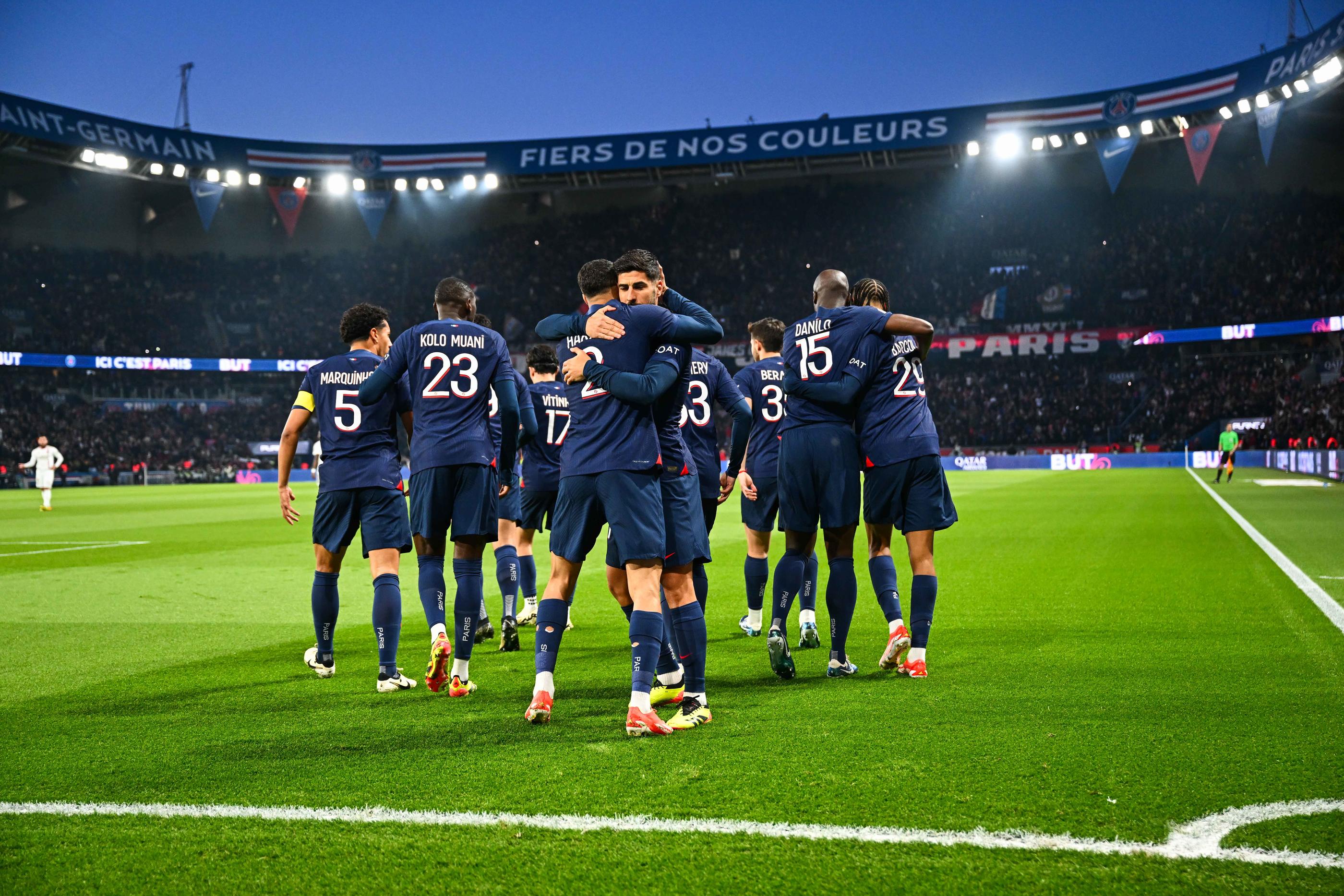 Les joueurs du PSG ont l'opportunité de remporter leur 12e titre de champion de France devant leurs supporters, au Parc des Princes. Icon Sport/Anthony Dibon