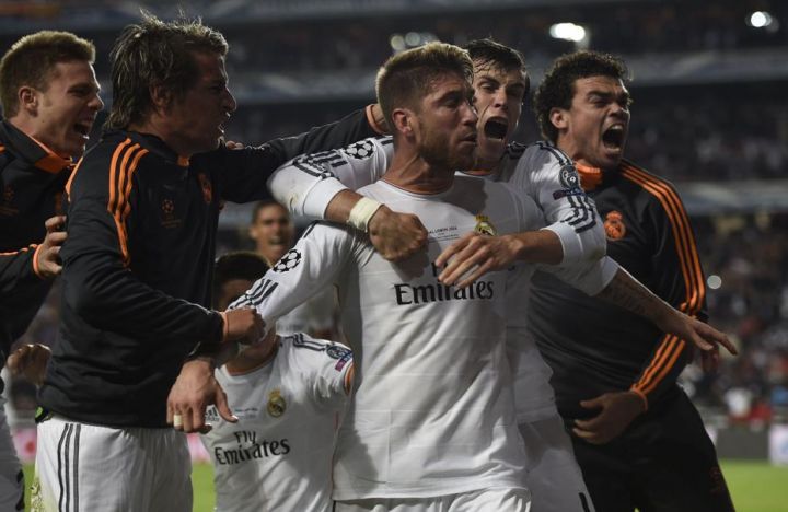En 2014 déjà, Sergio Ramos marquait face à l'Atletico Madrid le premier but miracle d'une longue série pour le Real Madrid (Photo AFP)