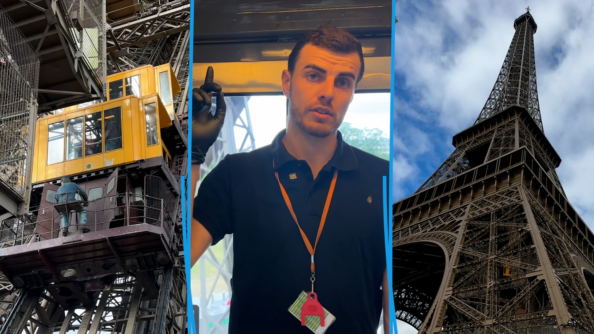 Mécaniciens, plombiers et électriciens vérifient le bon fonctionnement des ascenseurs de la tour Eiffel qui réalisent une centaine d'allers-retours par jour