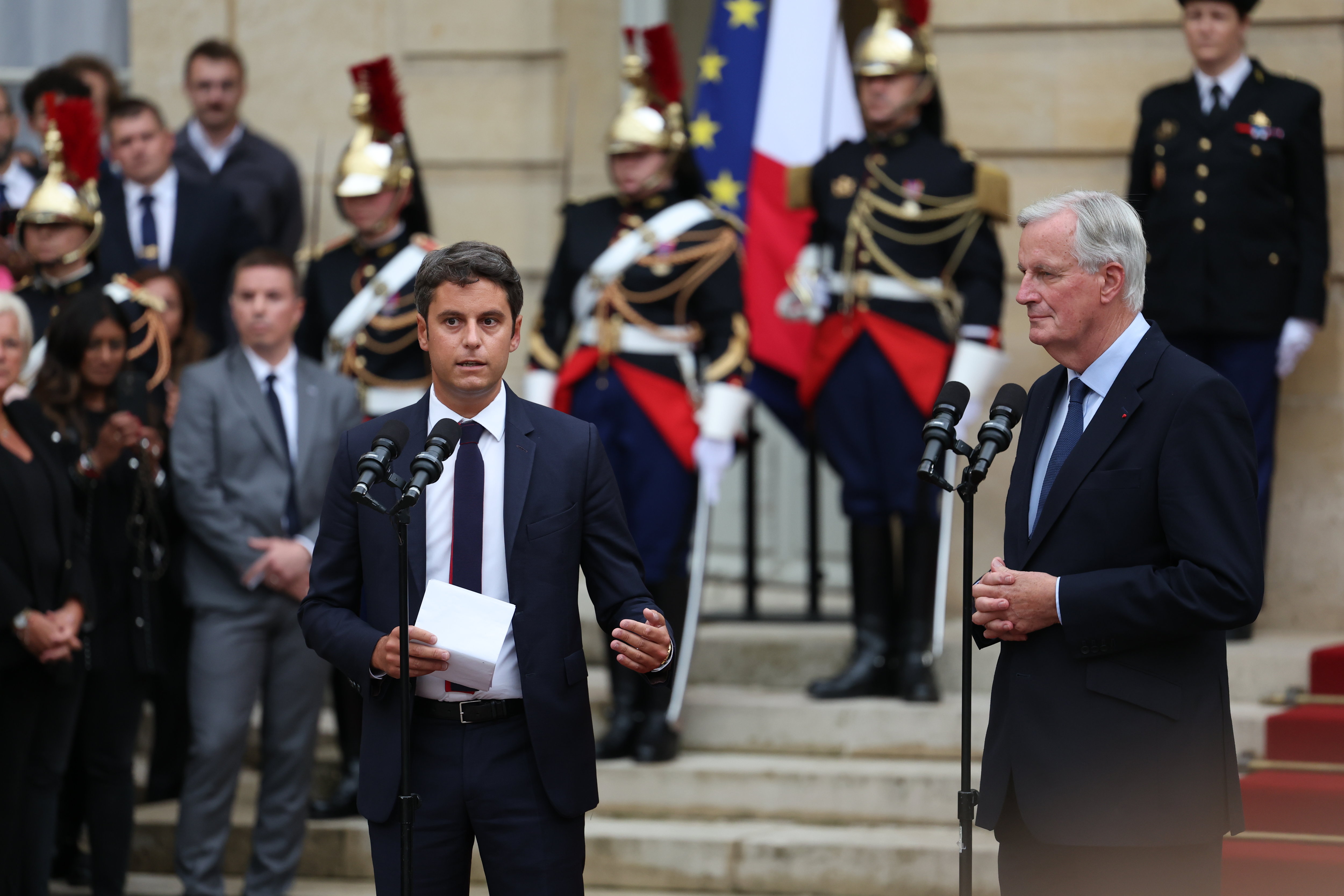 Gabriel Attal entend bien continuer à peser, comme il l’a laissé entendre lors de sa passation de pouvoirs, plutôt fraîche jeudi, avec le nouveau Premier ministre. LP/Arnaud Journois