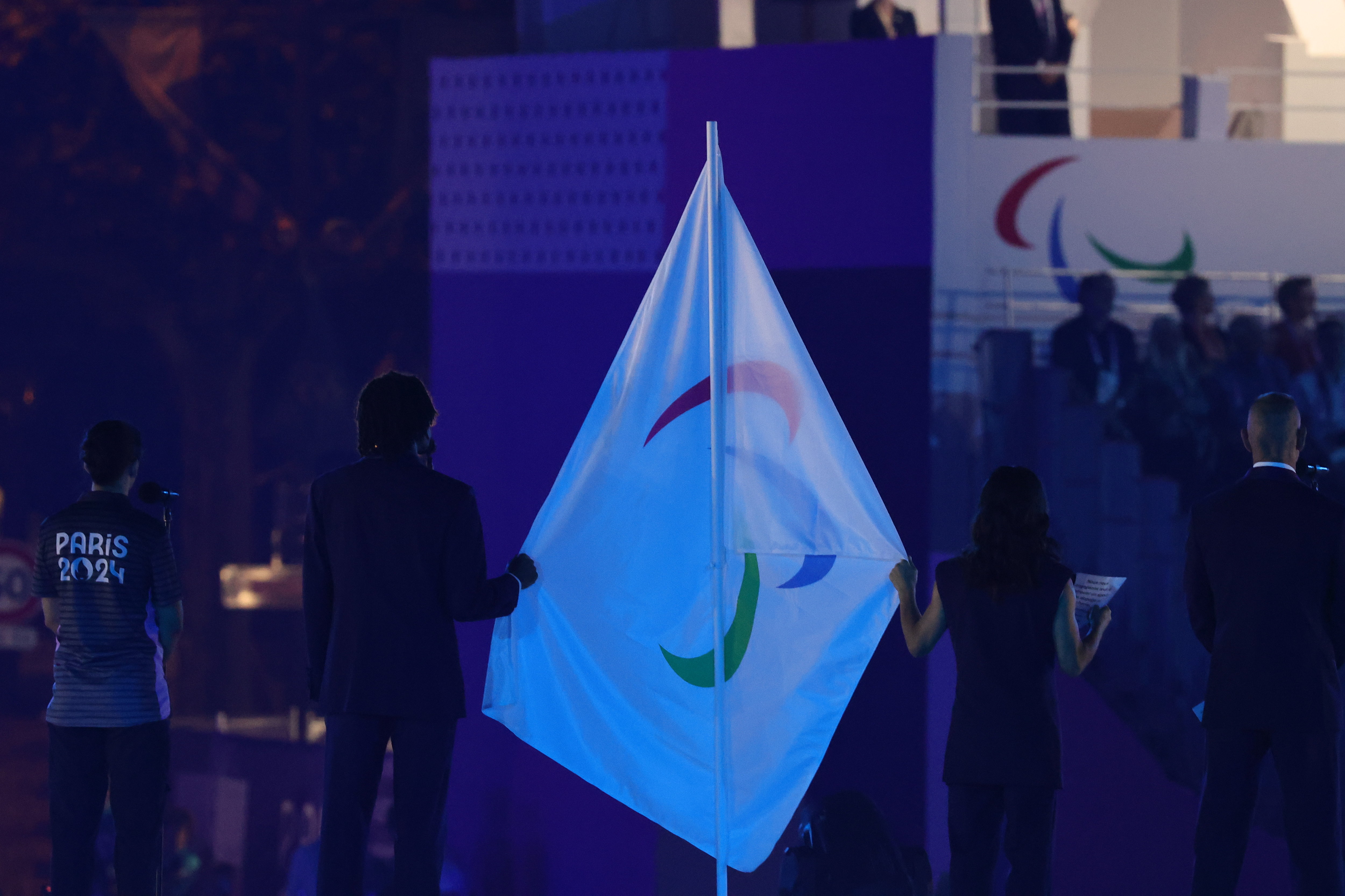 L'hymne a retenti lors de l'arrivée du drapeau paralympique. LP/Olivier Arandel