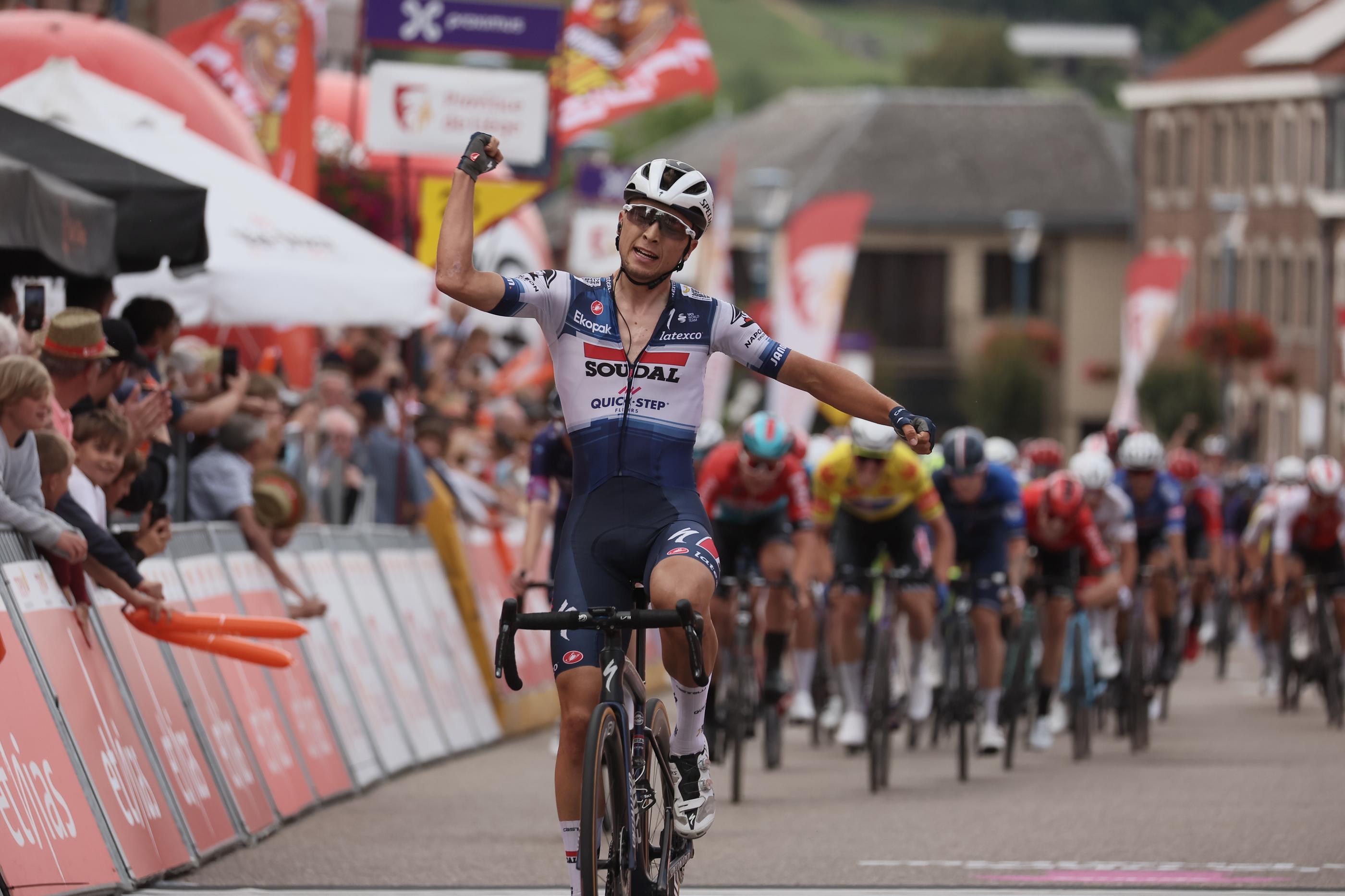L'italien Andrea Bagioli (Soudal Quick-Step) a remporté la cinquième et dernière étape du Tour de Wallonie. BELGA PHOTO BRUNO FAHY - Photo by Icon sport