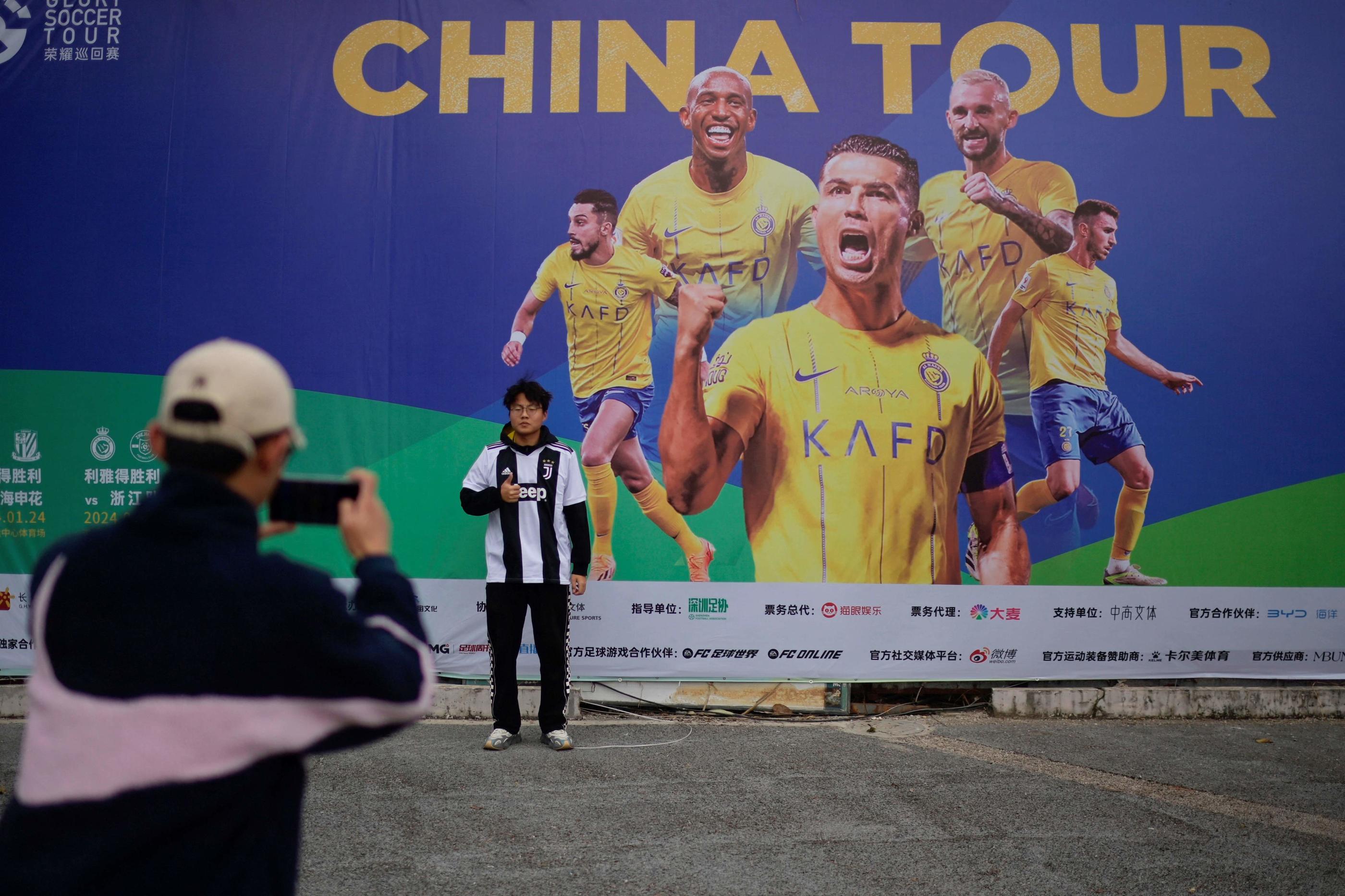 Cristiano Ronaldo et son club d'Al-Nassr devaient jouer deux matchs cette semaine à Shenzen (Chine), mais en raison de la blessure du Portugais, les rencontres ont été annulées. Pedro Pardo/AFP