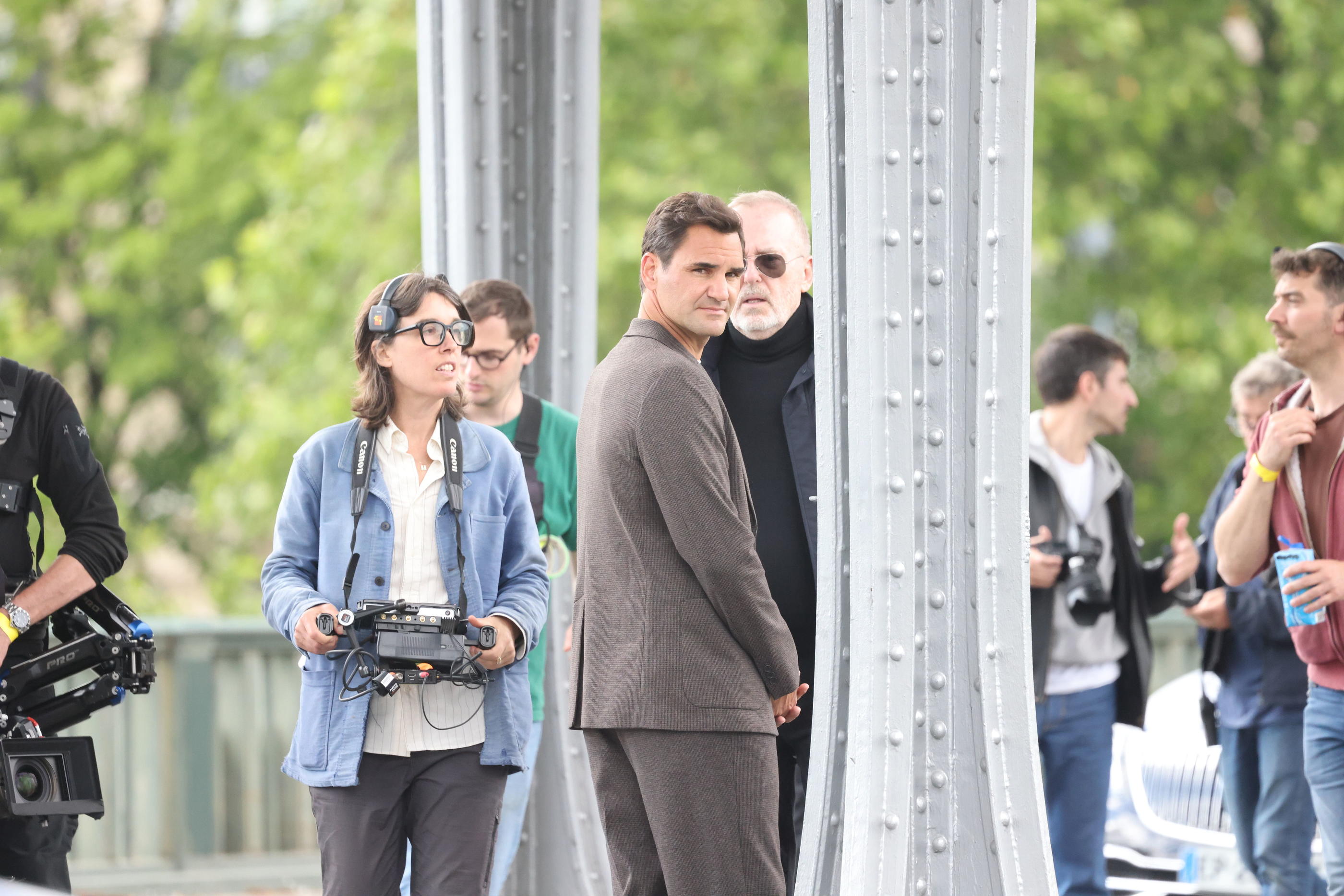 
 Paris 75015, le 23 mai 2024.
Tournage d'une publicité avec le tennisman suisse Roger Federer.