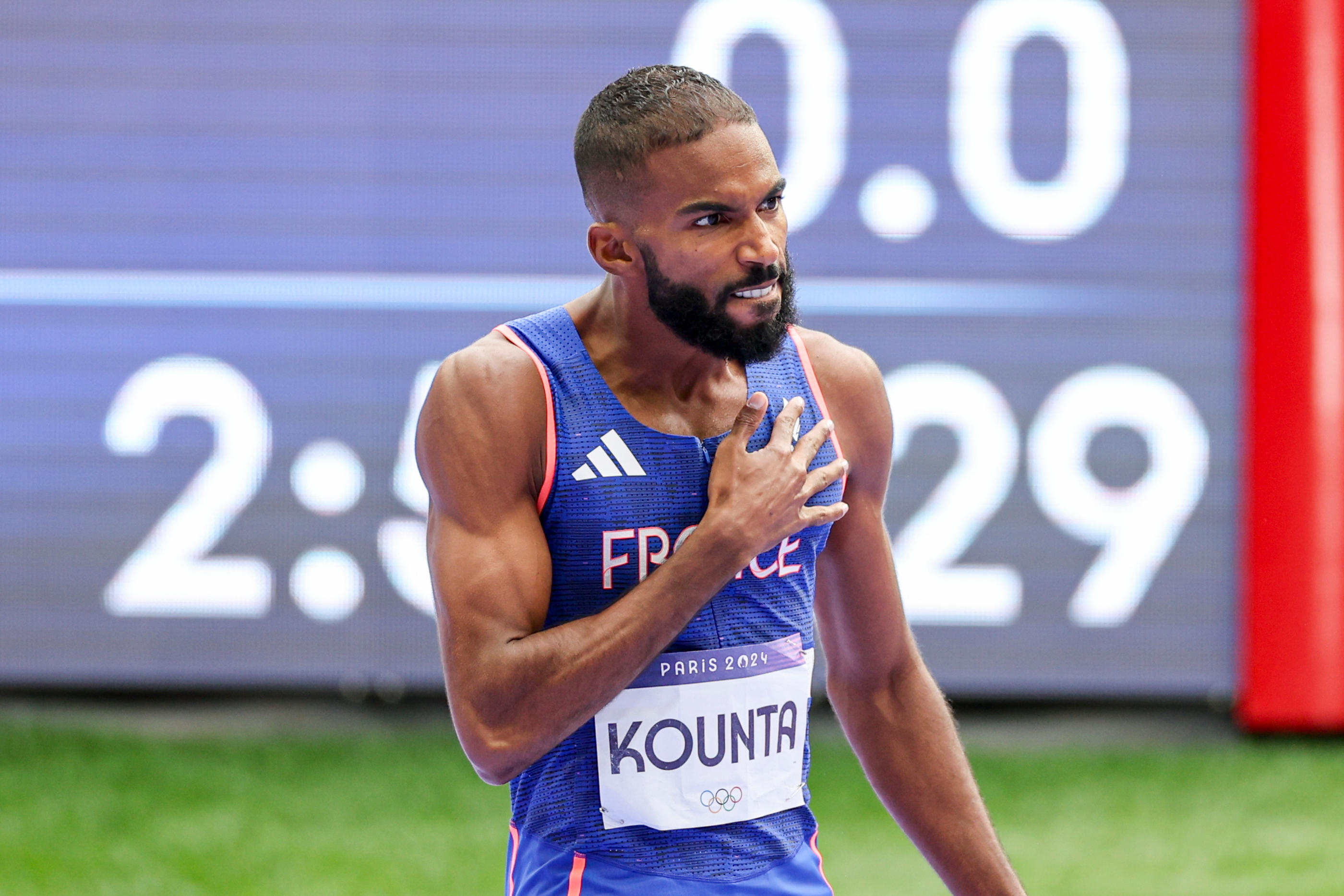 Muhammad Abdallah Kounta, ici aux JO de Paris où il a participé aux relais du 4x400 m, a été suspendu par la Fédération française d'athlétisme. Icon Sport