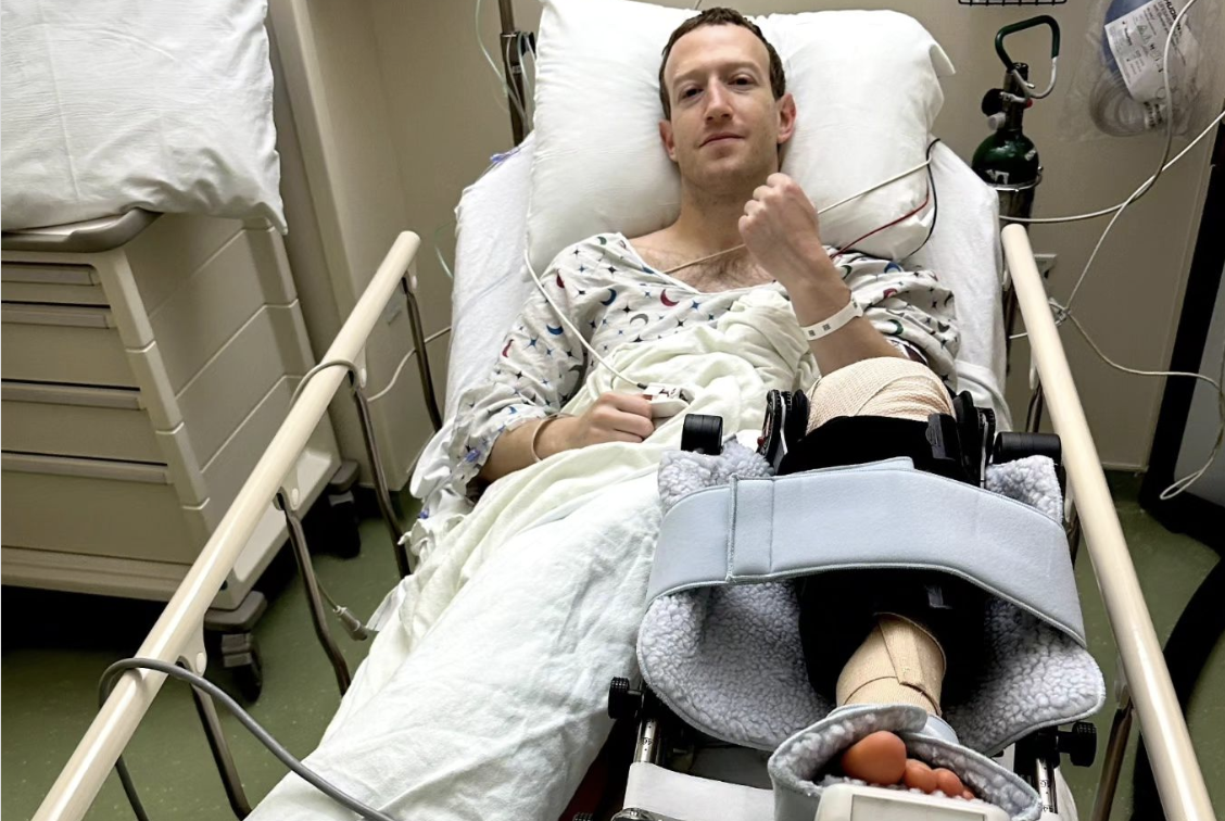 Mark Zuckerberg sur son lit d'hôpital. Instagram