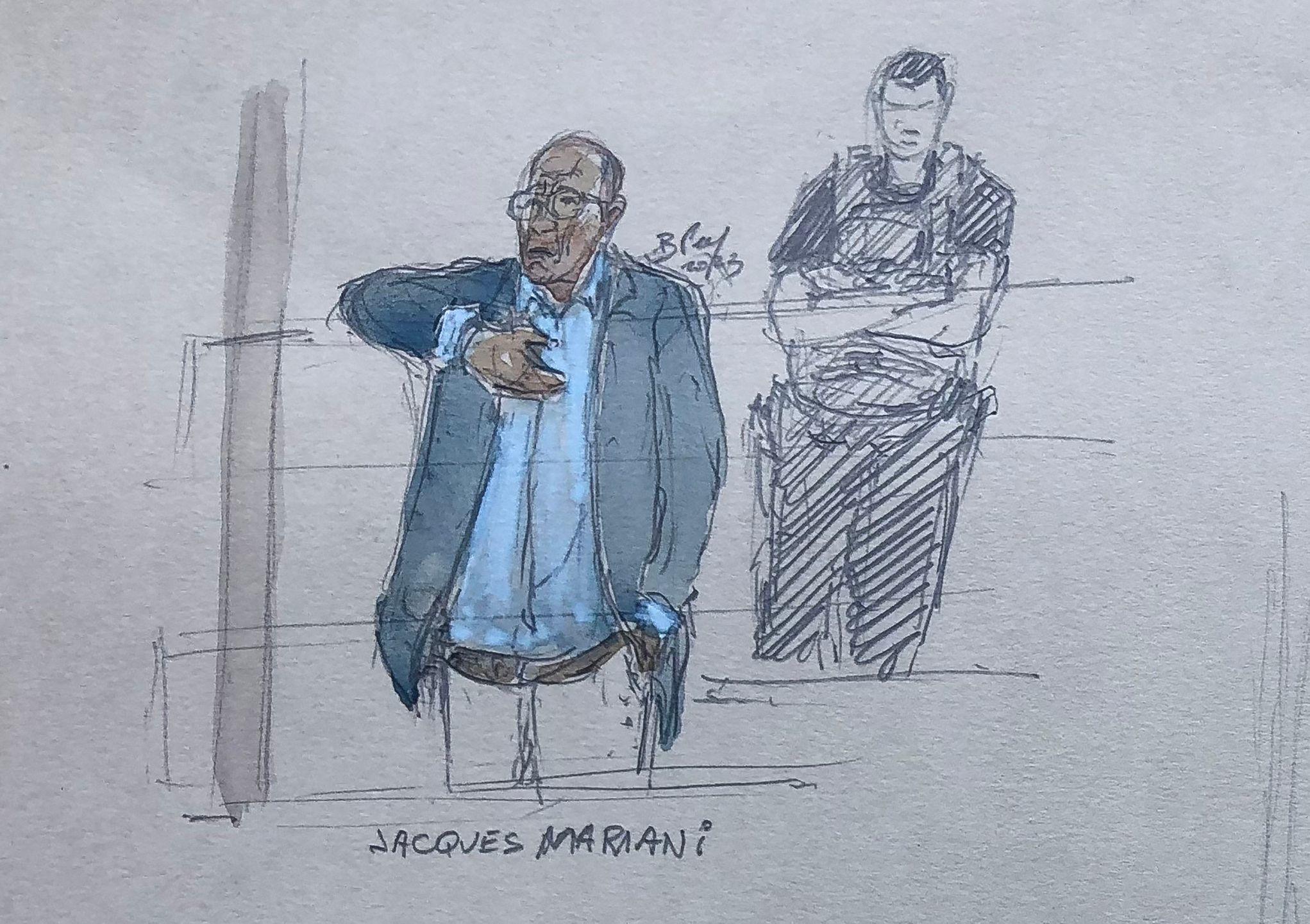 Le «repenti»  qui a comparu lundi fait trépigner Jacques Mariani, assis face à lui à l’extrémité du box des accusés. AFP/Benoit Peyrucq