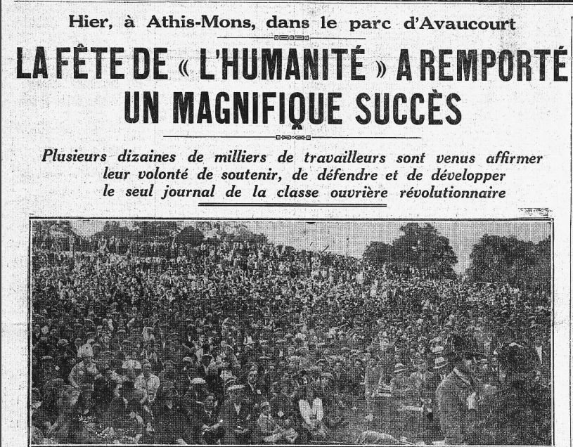 Le 14 septembre 1931, le journal l'Humanité célèbre le «magnifique succès» de sa deuxième Fête de l'Huma, à Athis-Mons, en Essonne. DR