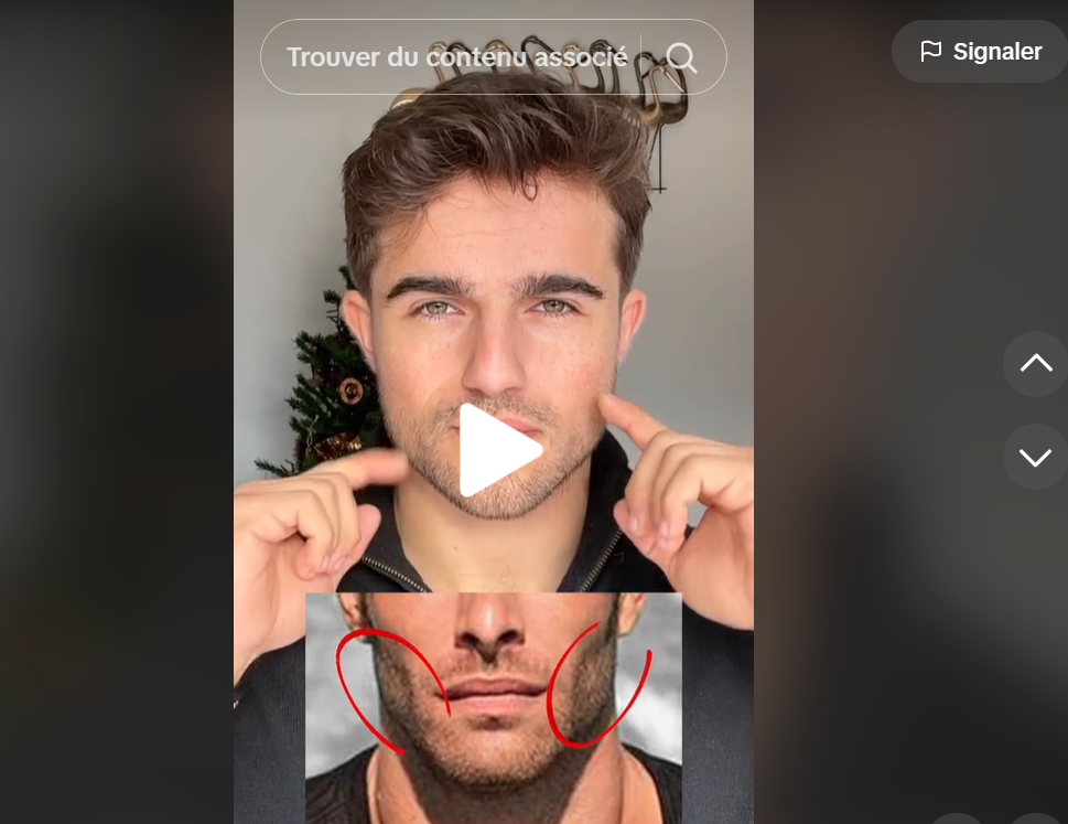 Le mouvement "looks maxxing", très présent sur TikTok et Instagram, encourage les jeunes hommes à avoir une mâchoire très tracée. (capture d'écran)