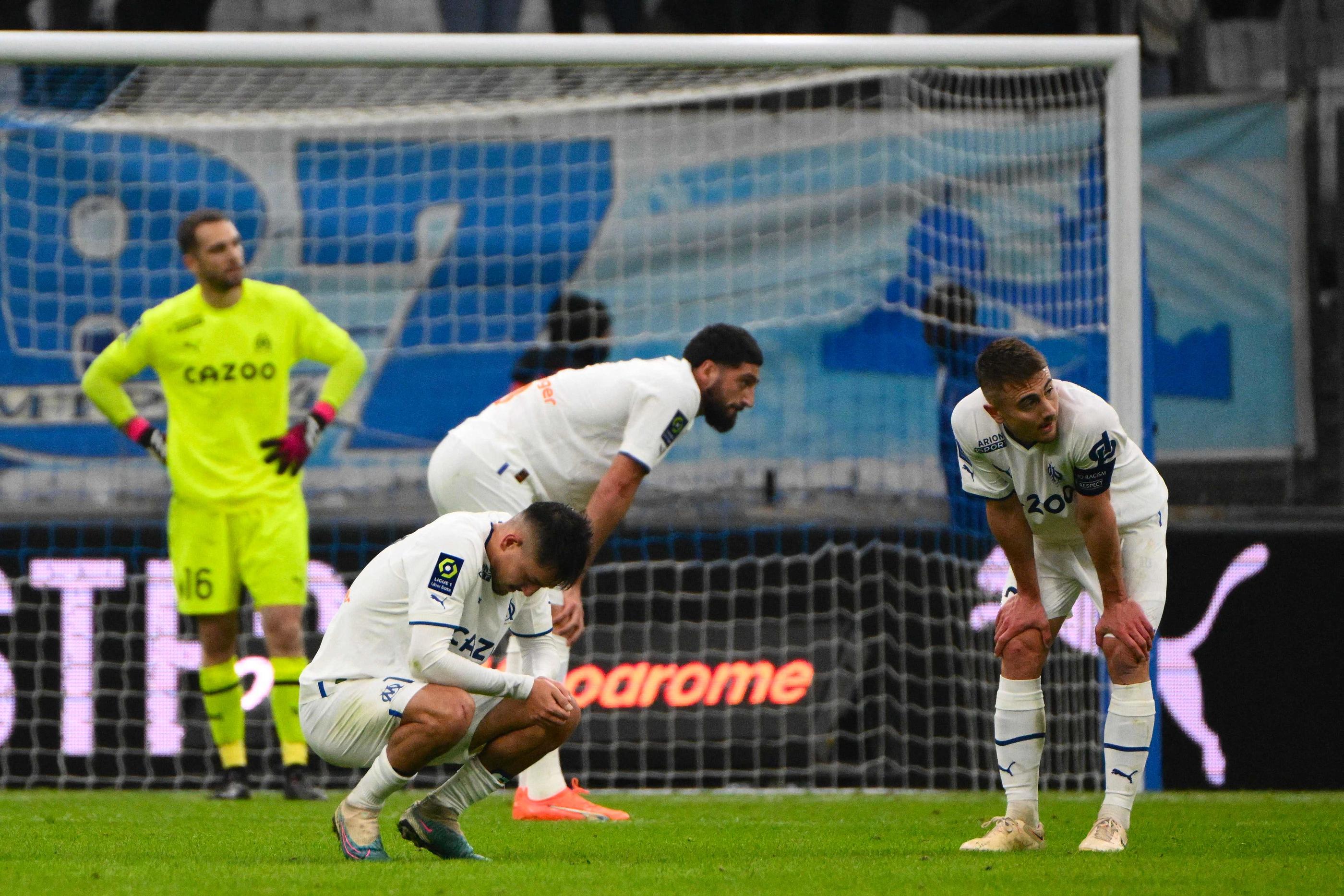 La déception marseillaise au coup de sifflet final. Photo AFP/ Christophe Simon