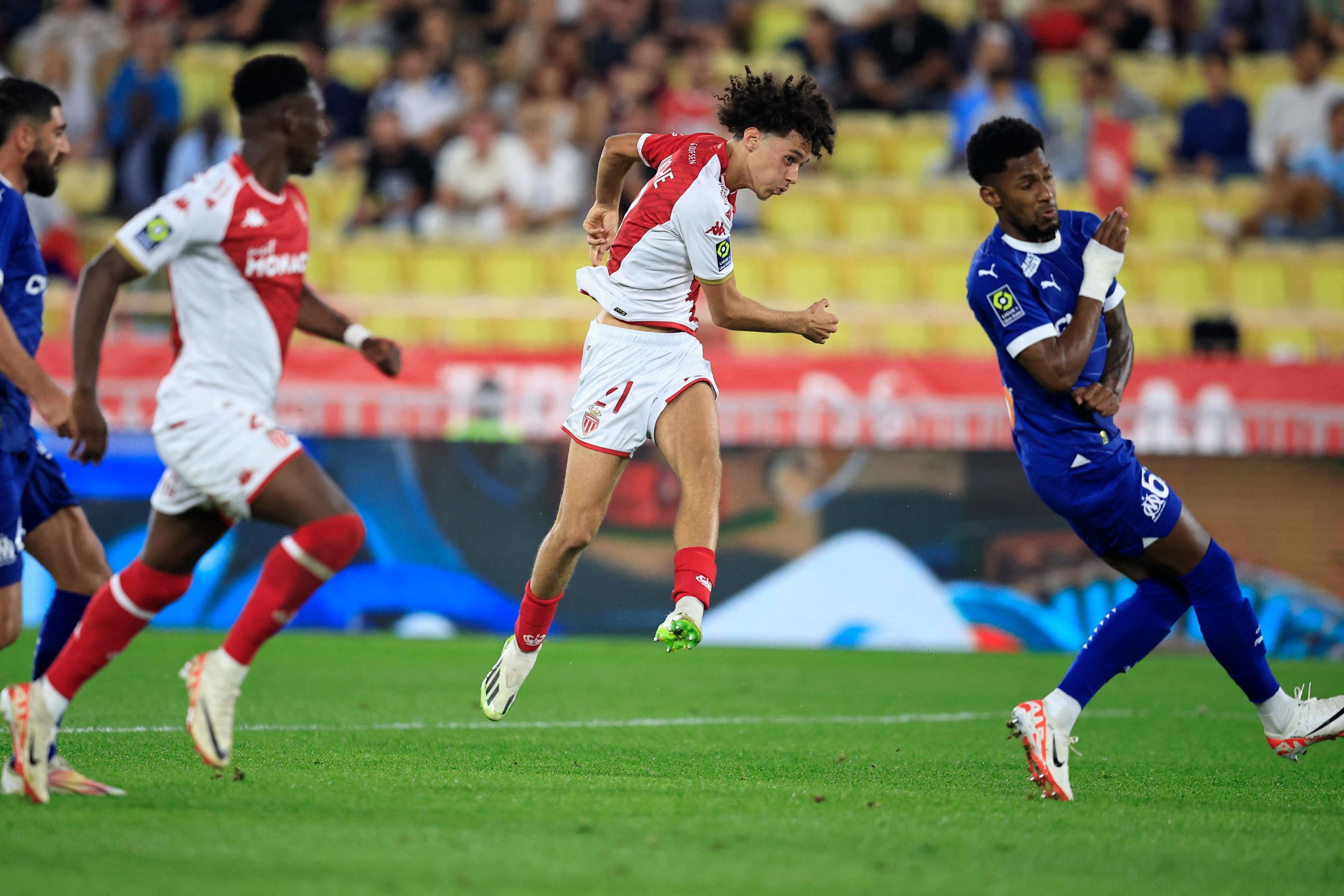 Maghnes Akliouche a inscrit un doublé pour l'AS Monaco. AFP/Valery HACHE